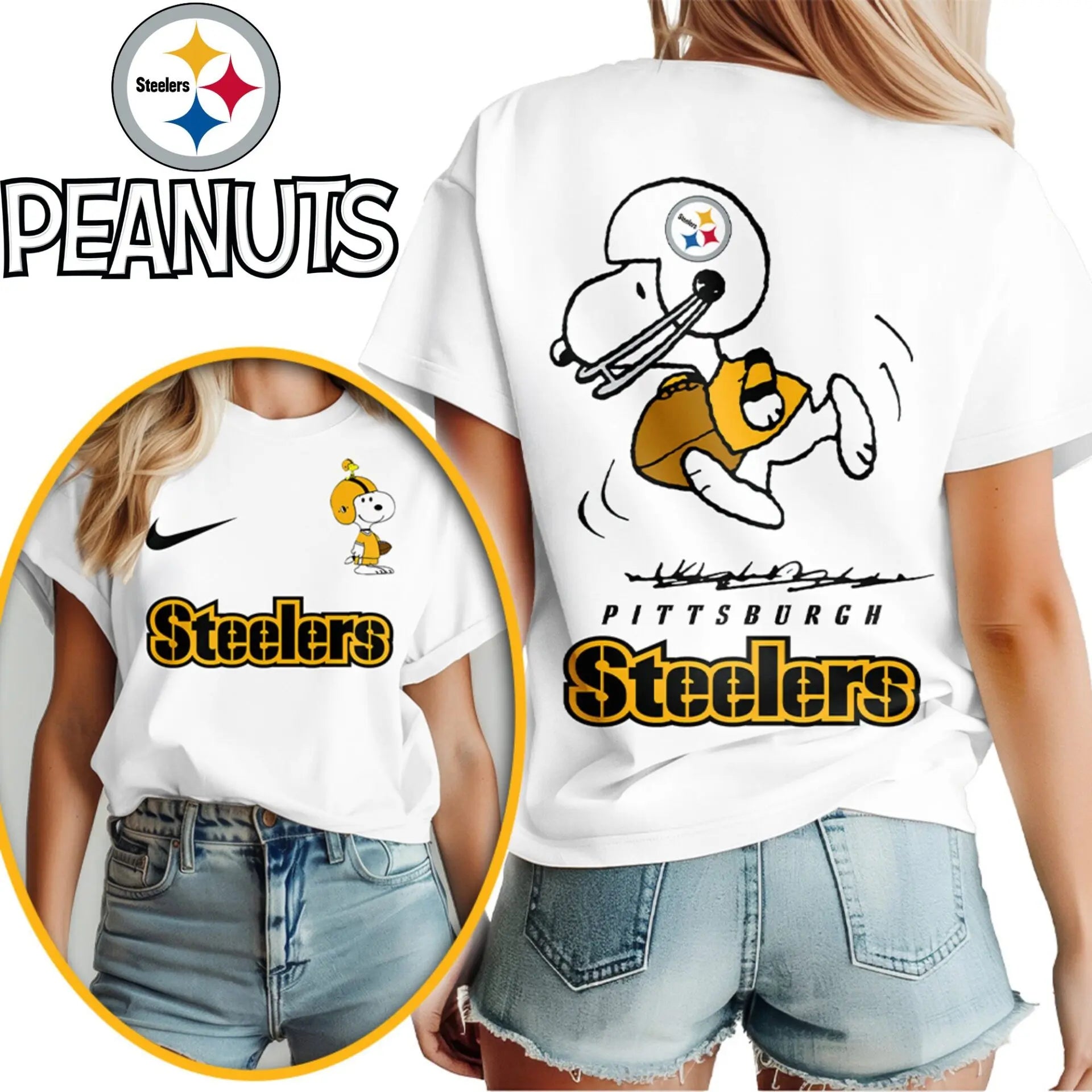 Pittsburgh Steelers | Premium NFL x Peanuts 3D Shirt HI – HuddleStyle.com - Image 2