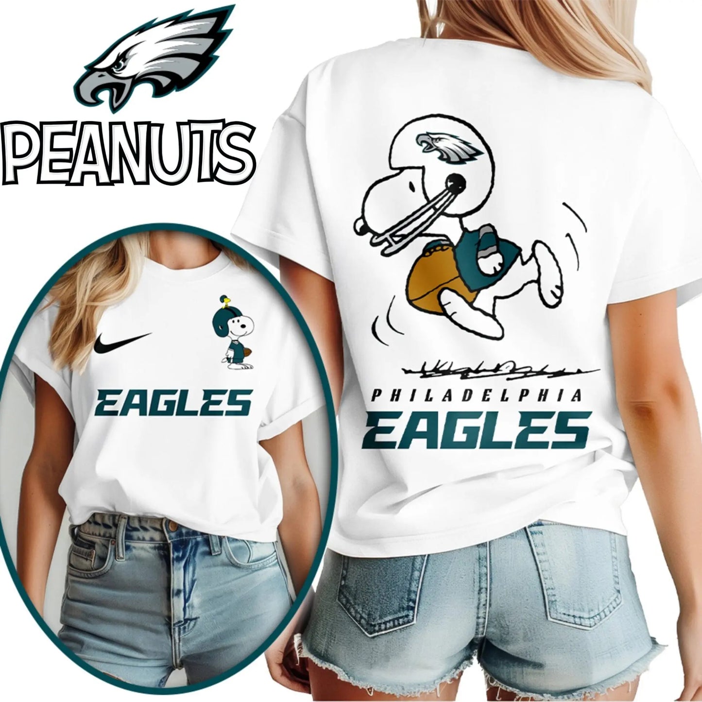 Philadelphia Eagles | Premium NFL x Peanuts 3D Shirt HI – HuddleStyle.com - Main