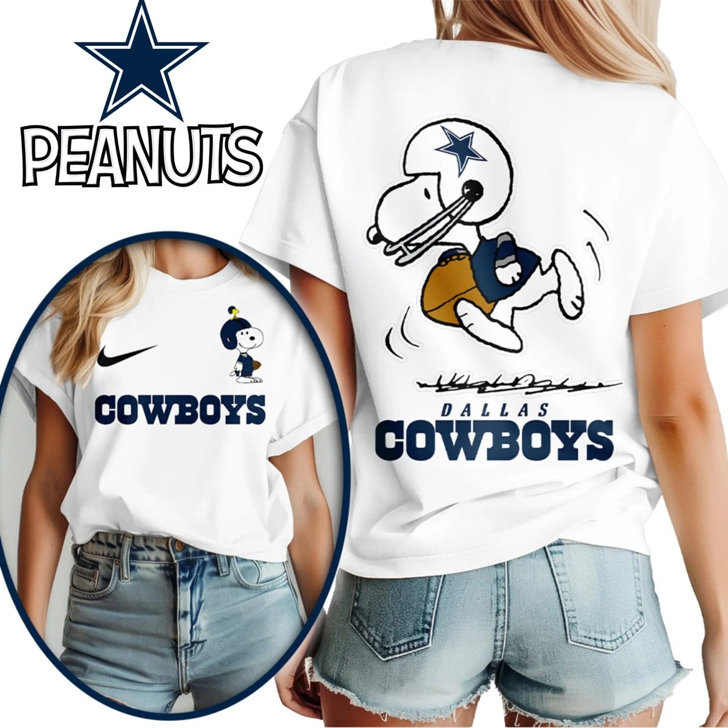 Dallas Cowboys | Premium NFL x Peanuts 3D Shirt HI – HuddleStyle.com - Main