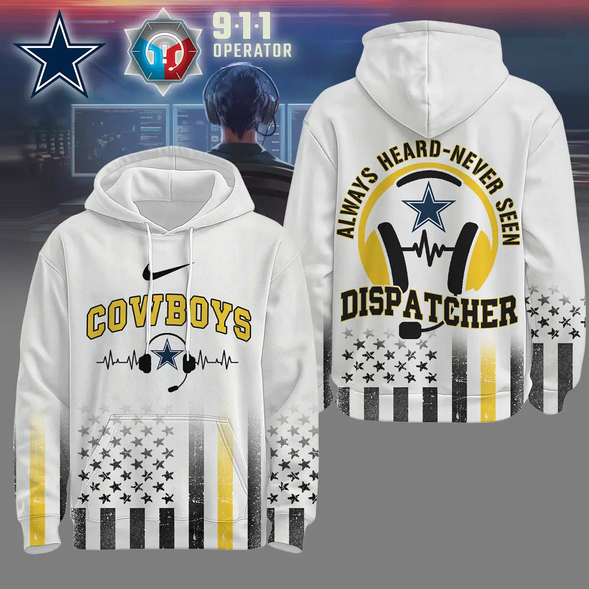 Dallas Cowboys | Premium NFL Dispatcher Fan Hoodie – HuddleStyle.com - Image 2
