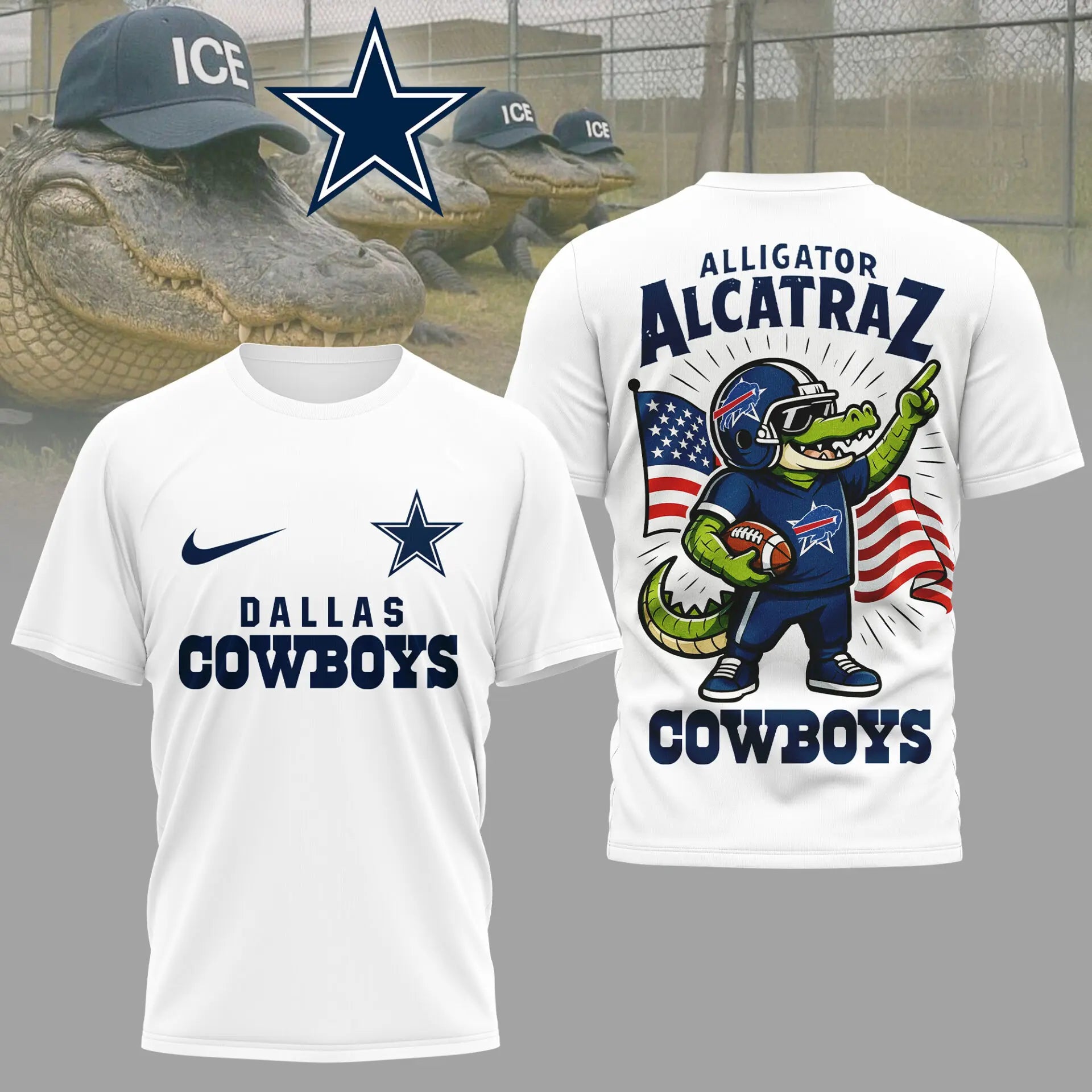 Dallas Cowboys | Premium NFL x Alligator Alcatraz  3D Shirt HI – HuddleStyle.com - Main