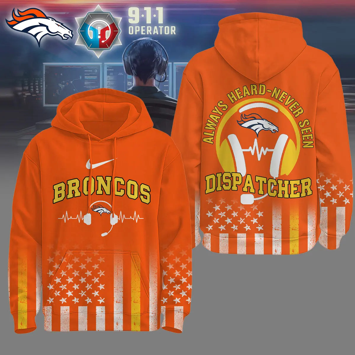 Denver Broncos | Premium NFL Dispatcher Fan Hoodie – HuddleStyle.com - Image 2