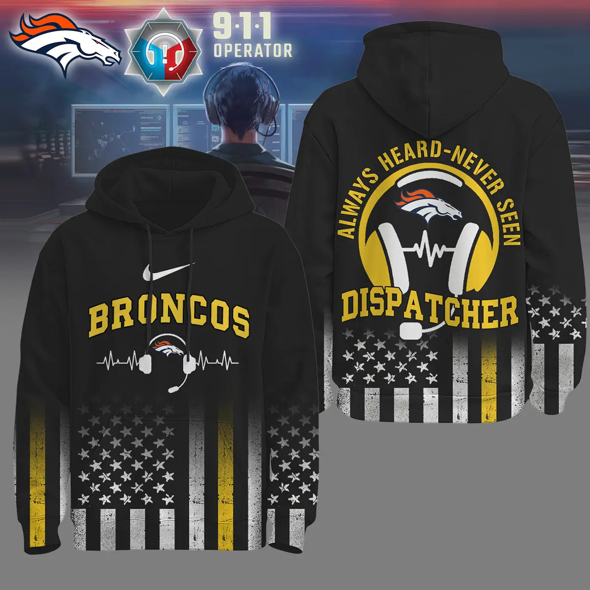 Denver Broncos | Premium NFL Dispatcher Fan Hoodie – HuddleStyle.com - Image 3