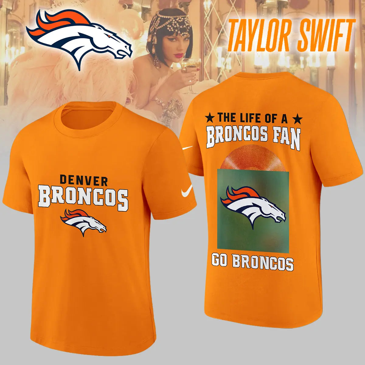 Denver Broncos | Premium NFL x Taylor Swift 3D Shirt HI – HuddleStyle.com - Image 2