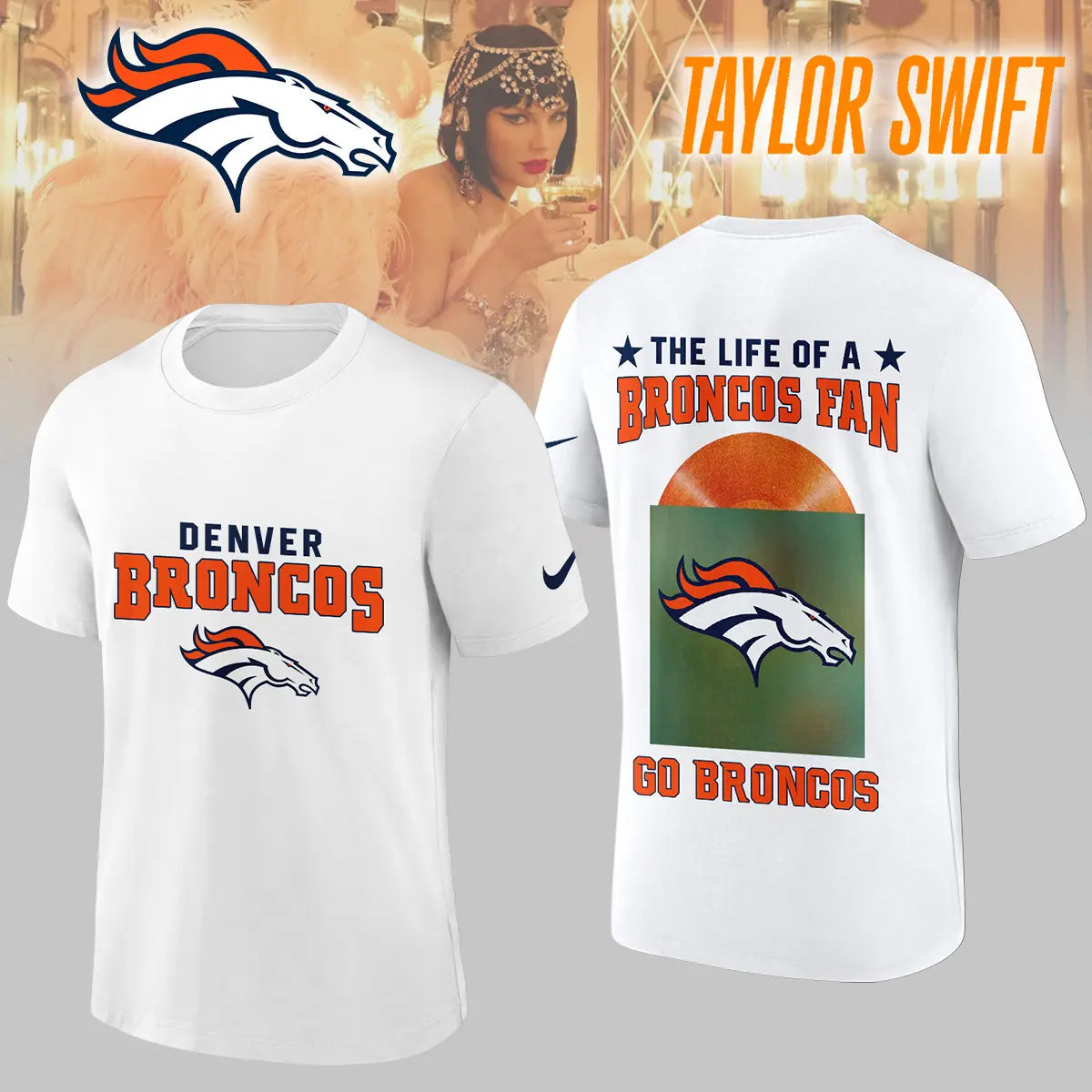 Denver Broncos | Premium NFL x Taylor Swift 3D Shirt HI – HuddleStyle.com - Main
