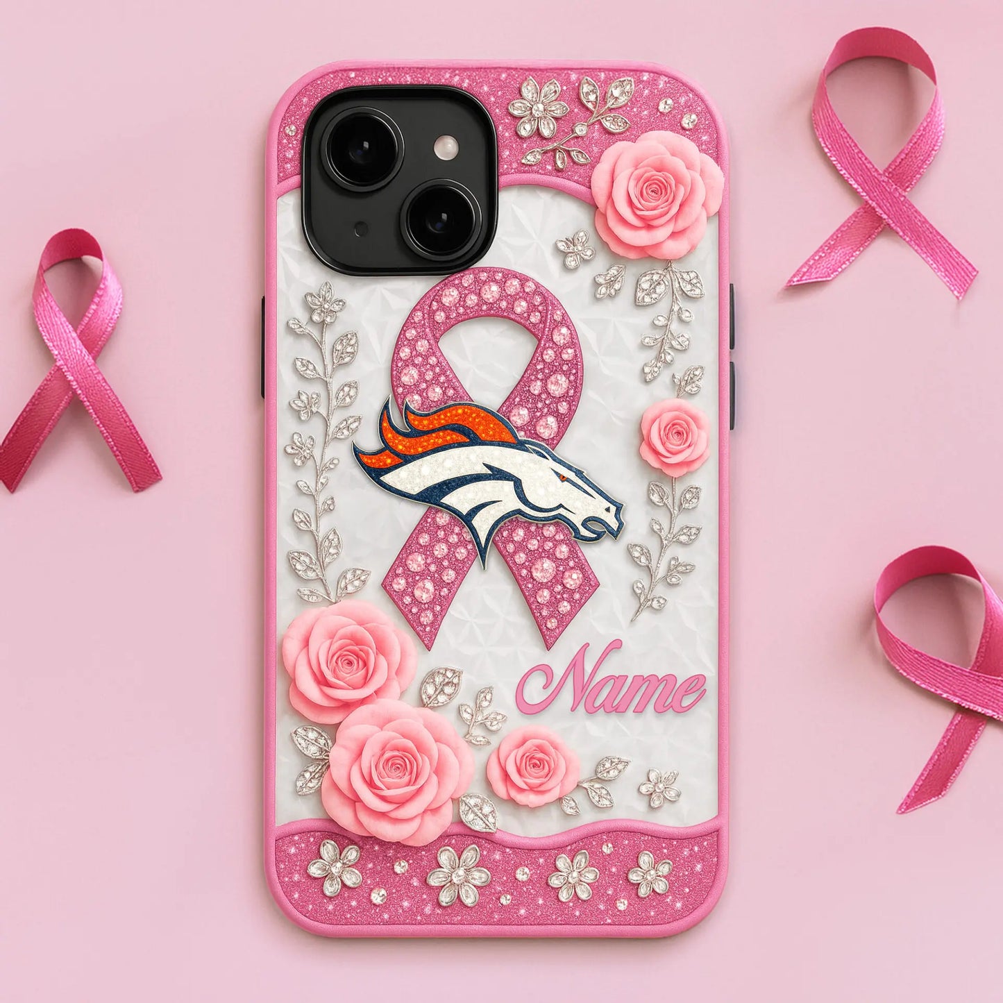 Denver Broncos | Premium NFL Breast Cancer Phonecase HI – HuddleStyle.com - Image 2