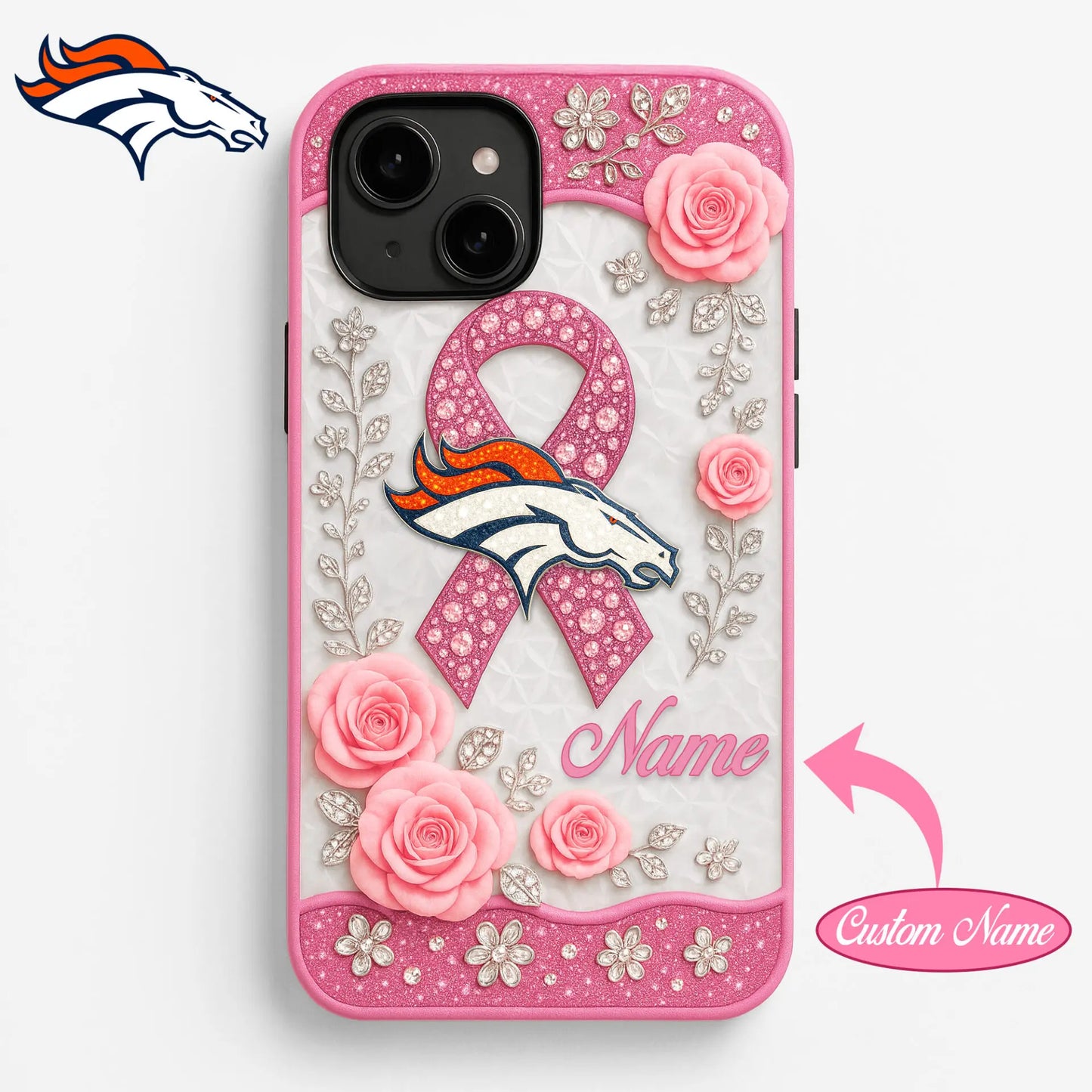 Denver Broncos | Premium NFL Breast Cancer Phonecase HI – HuddleStyle.com - Main