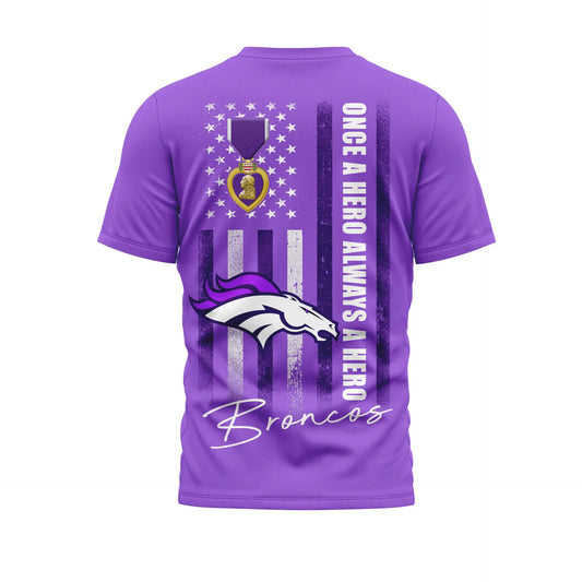 Denver Broncos | Premium NFL Premium National Purple Heart Day 3D Shirt HI – HuddleStyle.com - Main