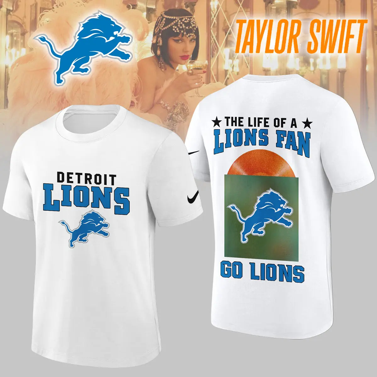 Detroit Lions | Premium NFL x Taylor Swift 3D Shirt HI – HuddleStyle.com - Image 4