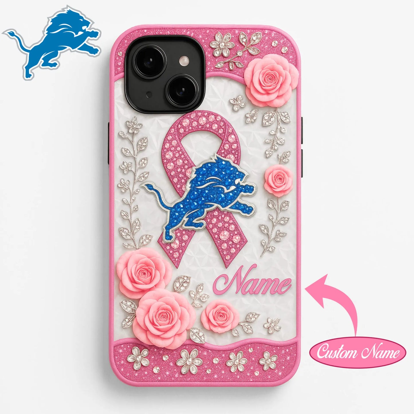Detroit Lions | Premium NFL Breast Cancer Phonecase HI – HuddleStyle.com - Main