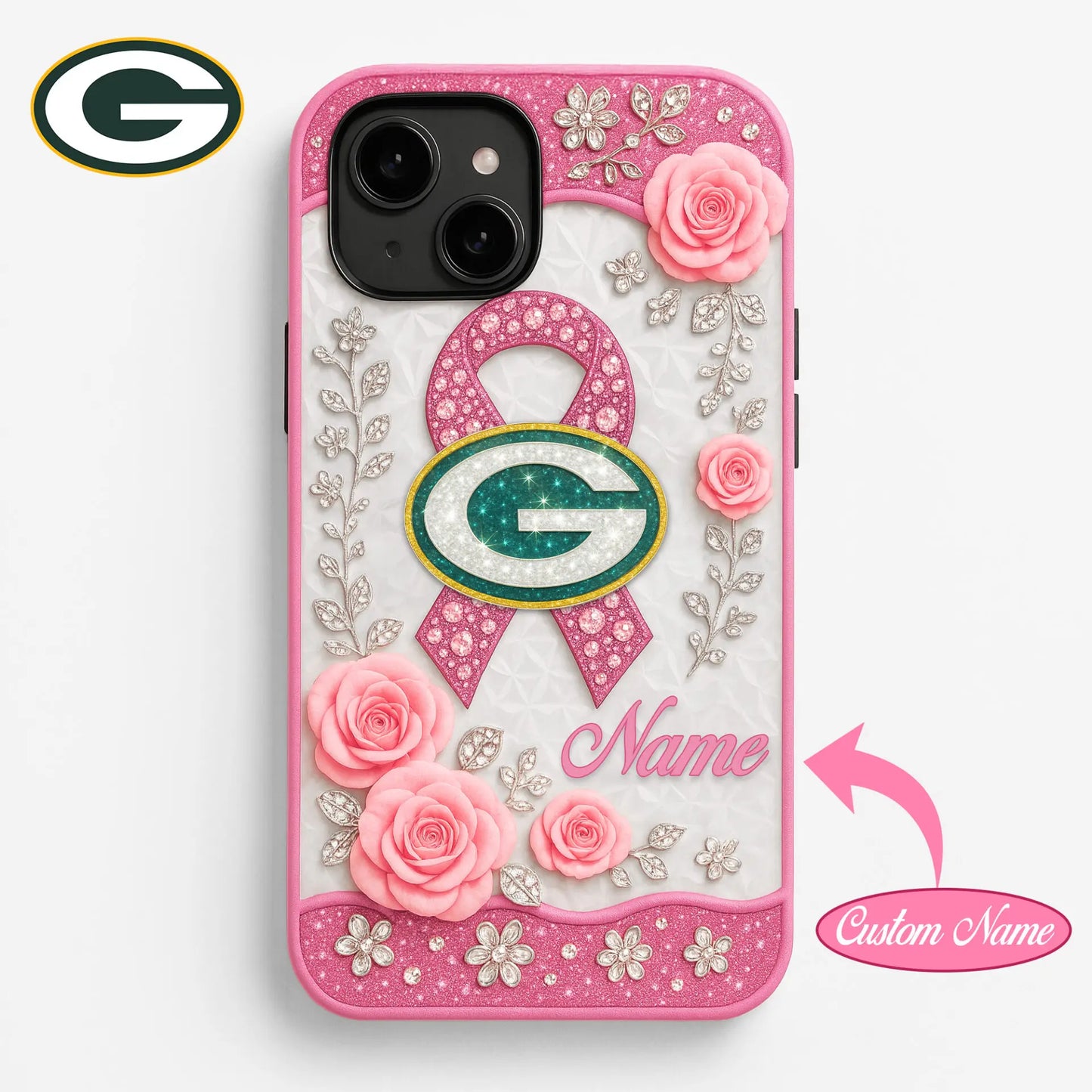 Green Bay Packers | Premium NFL Breast Cancer Phonecase HI – HuddleStyle.com - Main