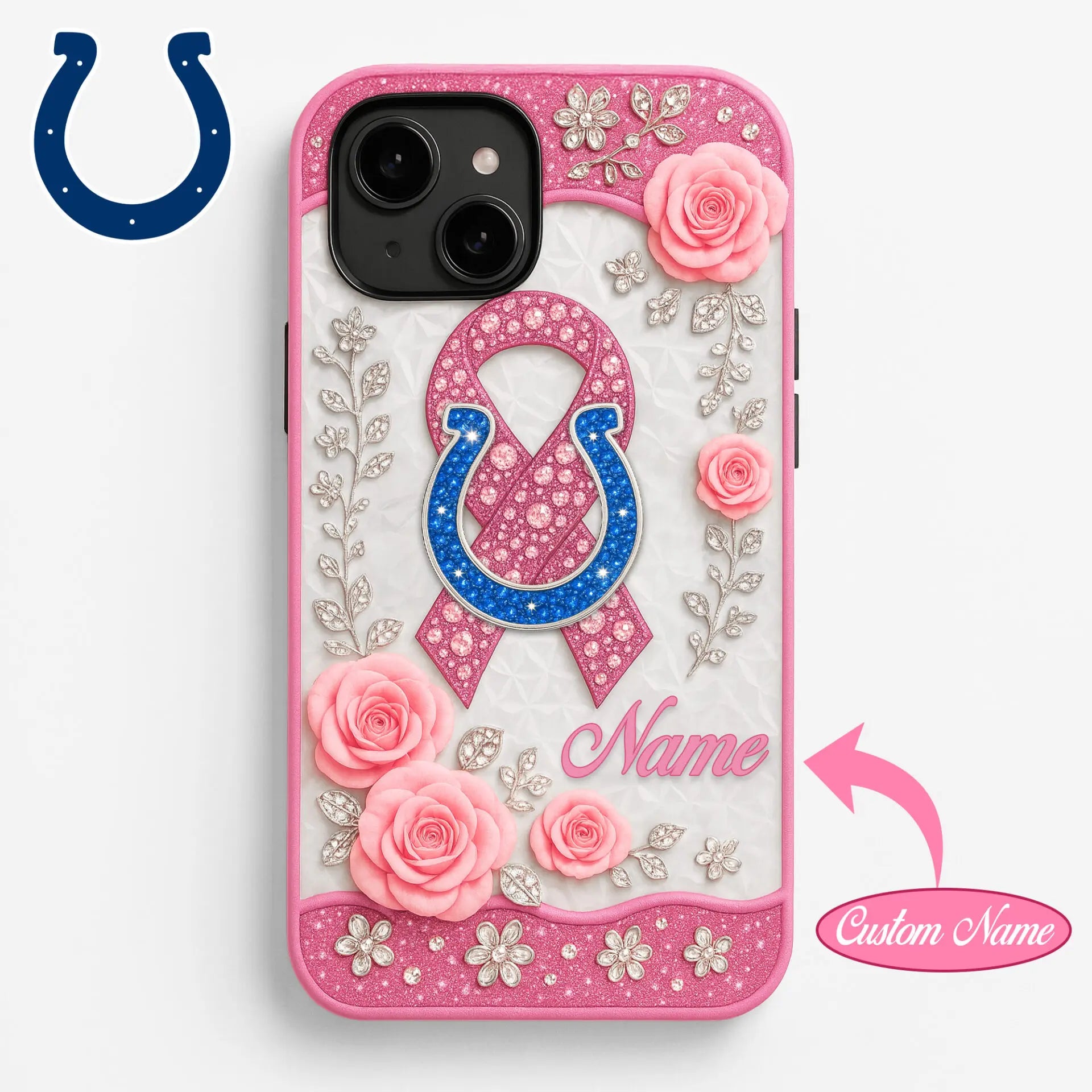 Indianapolis Colts | Premium NFL Breast Cancer Phonecase HI – HuddleStyle.com - Image 2