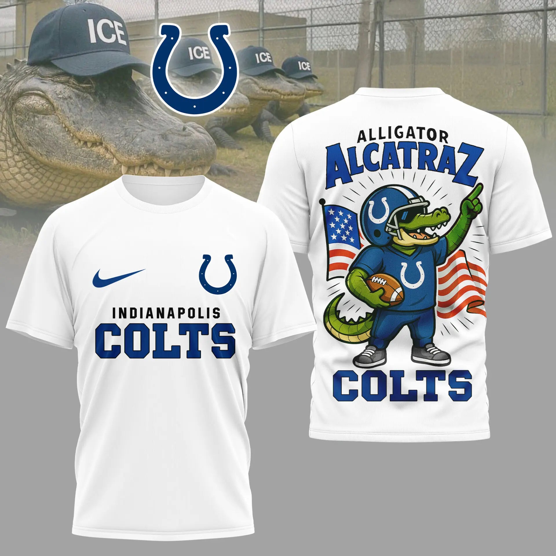 Indianapolis Colts | Premium NFL x Alligator Alcatraz 3D Shirt HI – HuddleStyle.com - Main