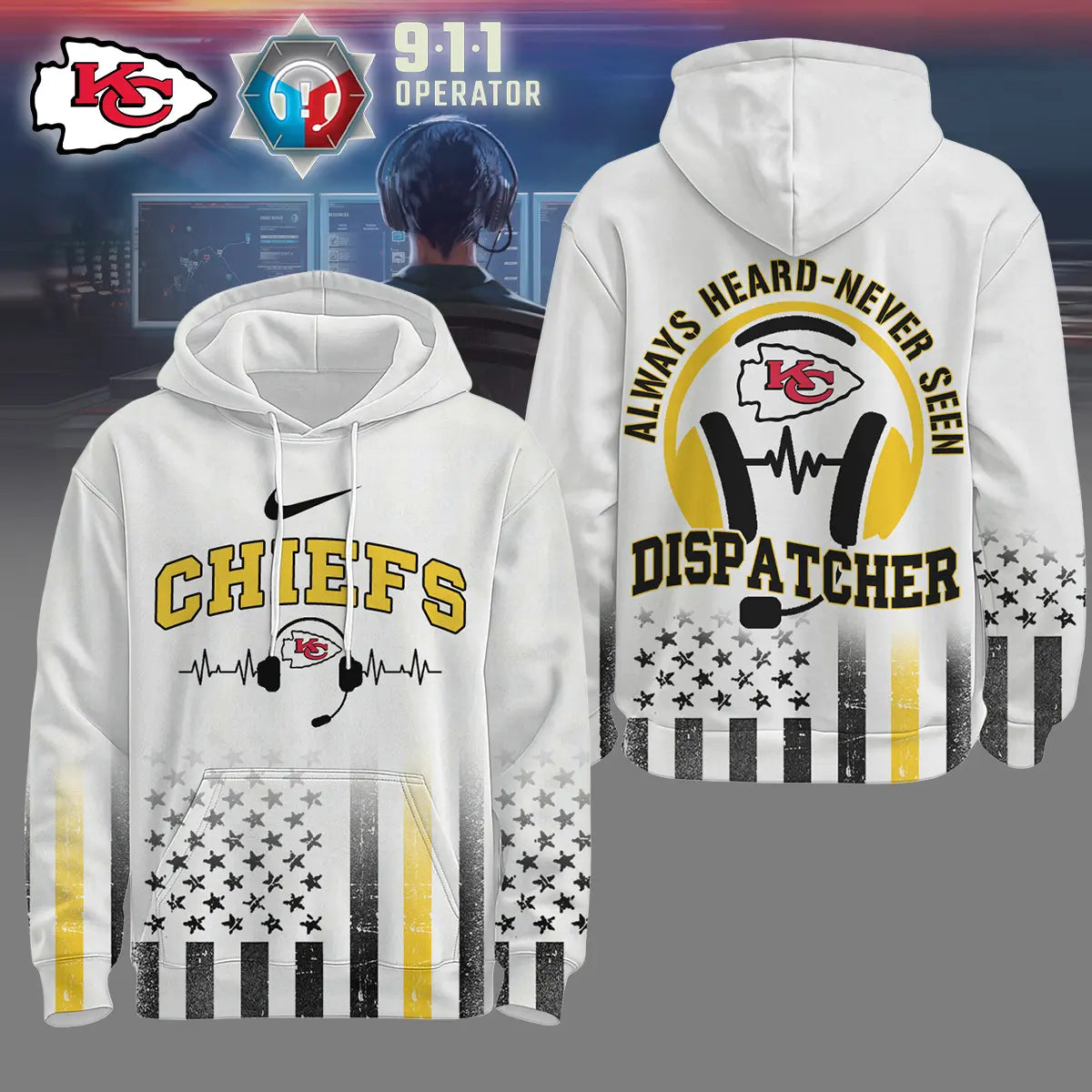Kansas City Chiefs | Premium NFL Dispatcher Fan Hoodie – HuddleStyle.com - Image 2