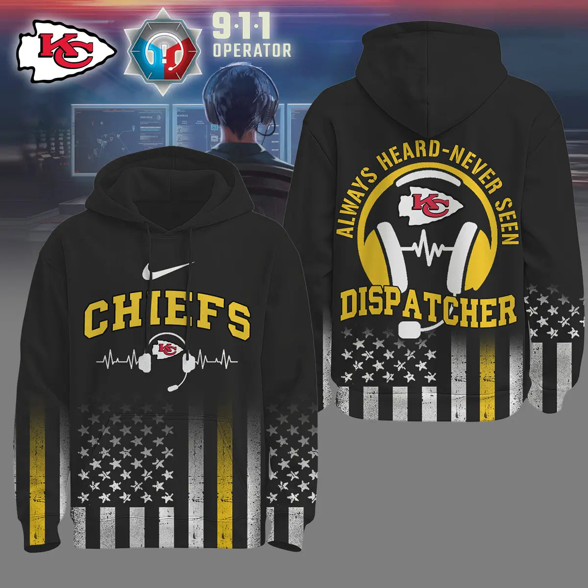 Kansas City Chiefs | Premium NFL Dispatcher Fan Hoodie – HuddleStyle.com - Main
