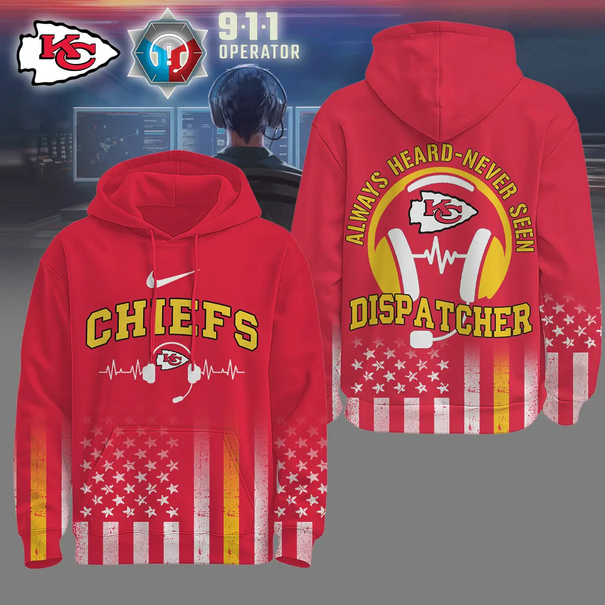 Kansas City Chiefs | Premium NFL Dispatcher Fan Hoodie – HuddleStyle.com - Image 3
