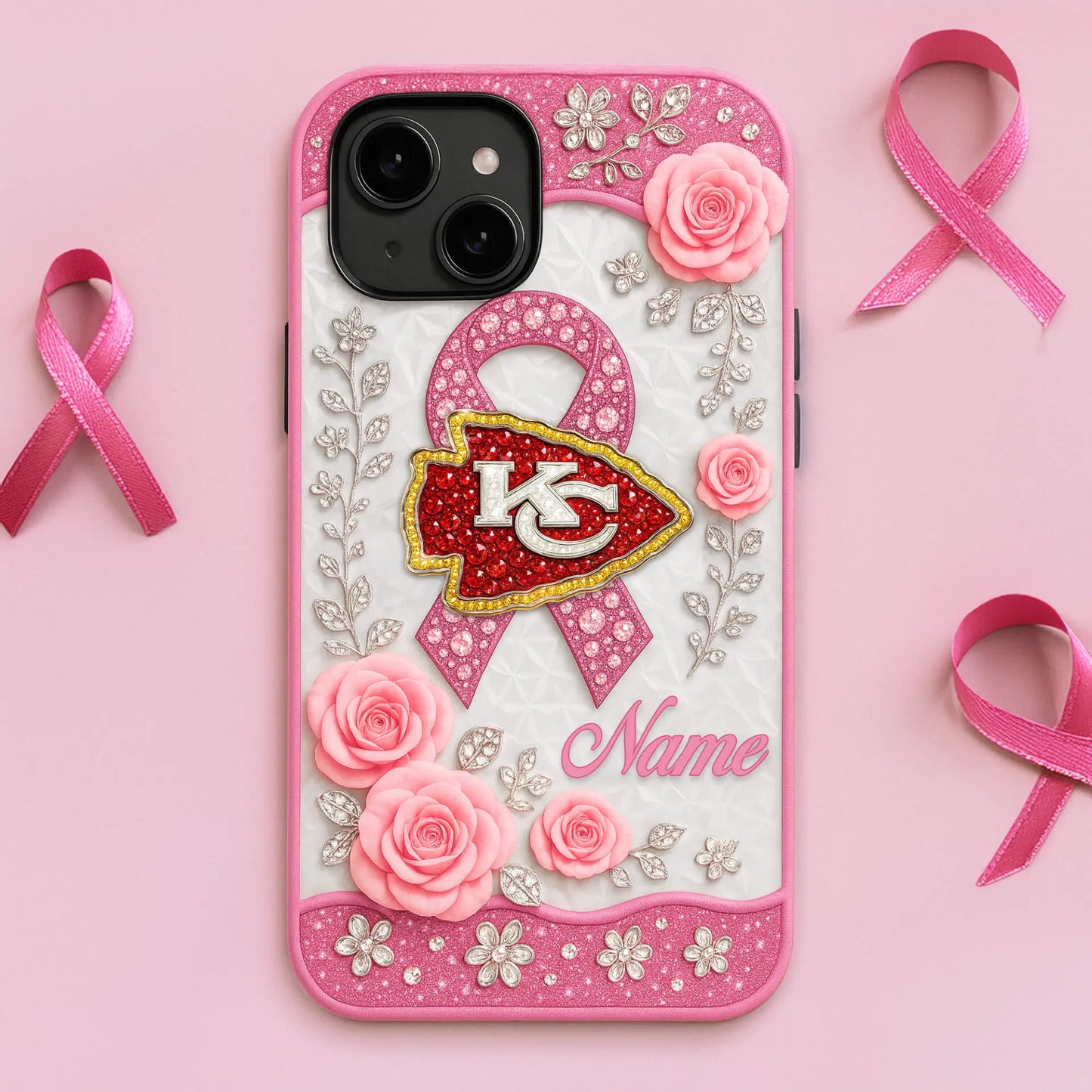 Kansas City Chiefs | Premium NFL Breast Cancer Phonecase HI – HuddleStyle.com - Image 2