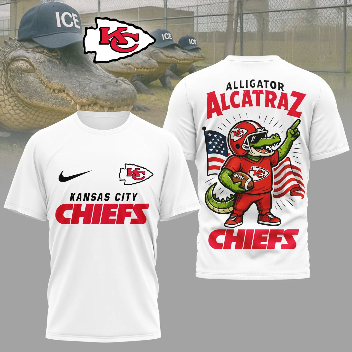 Kansas City Chiefs | Premium NFL x Alligator Alcatraz 3D Shirt HI – HuddleStyle.com - Image 3