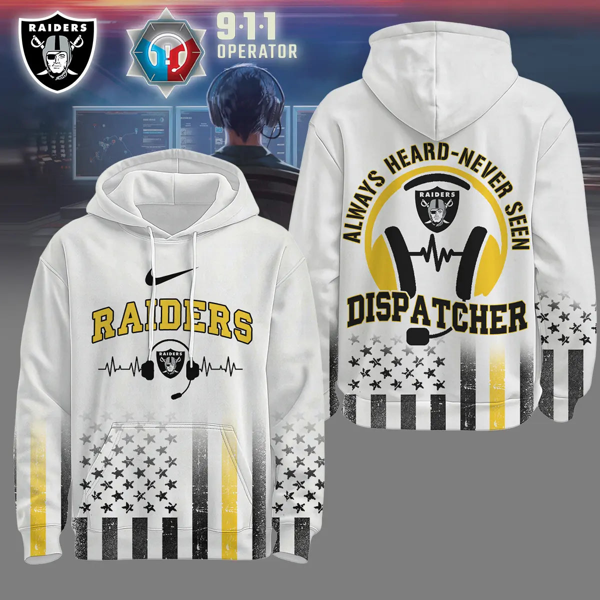 Las Vegas Raiders | Premium NFL Dispatcher Fan Hoodie – HuddleStyle.com - Image 2