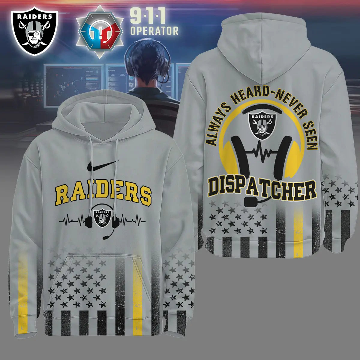 Las Vegas Raiders | Premium NFL Dispatcher Fan Hoodie – HuddleStyle.com - Image 3