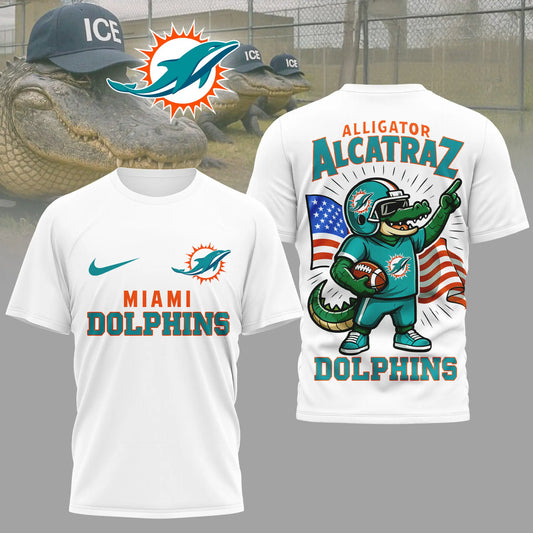 Miami Dolphins | Premium NFL x Alligator Alcatraz 3D Shirt HI – HuddleStyle.com - Main