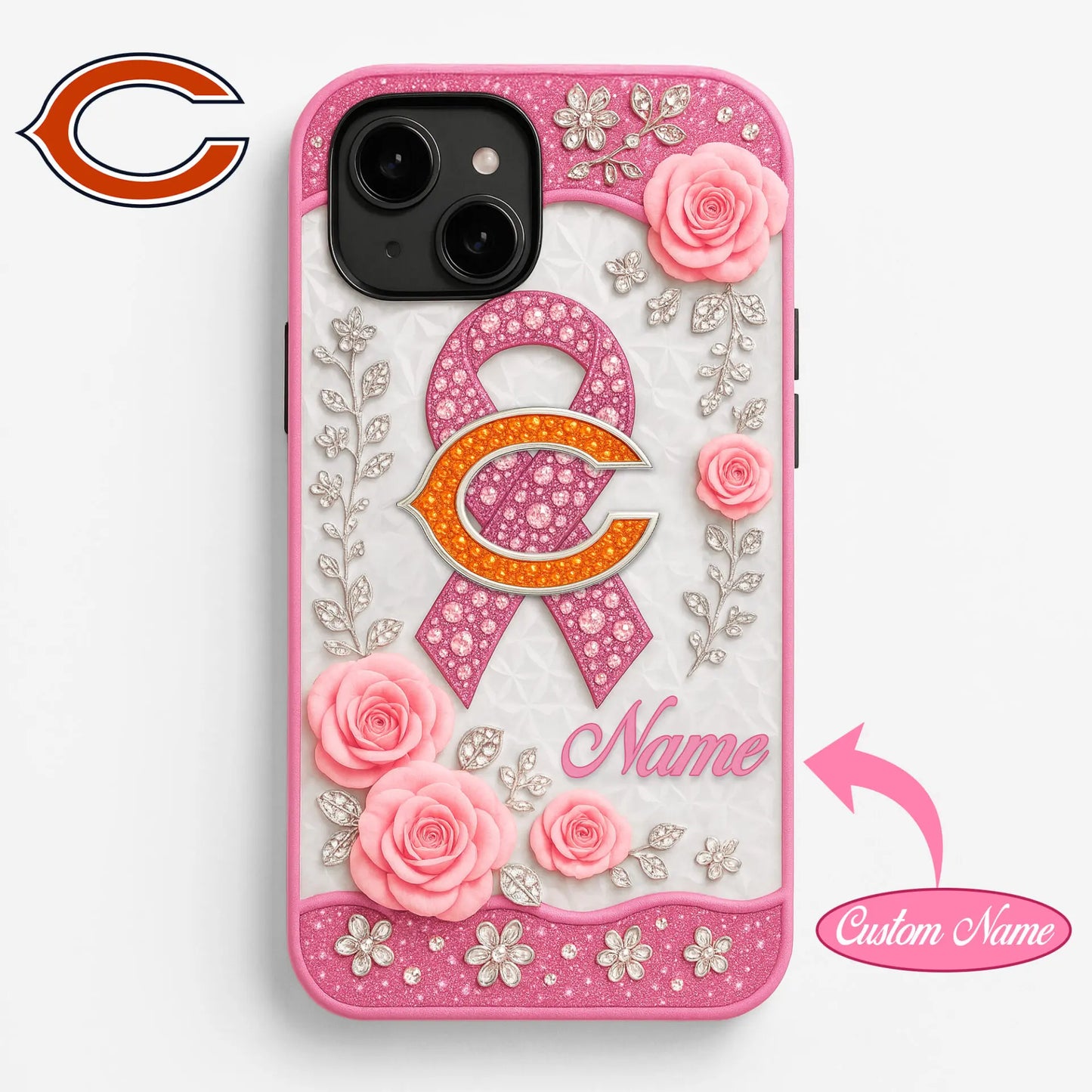 Chicago Bears | Premium NFL Breast Cancer Phonecase HI – HuddleStyle.com - Main
