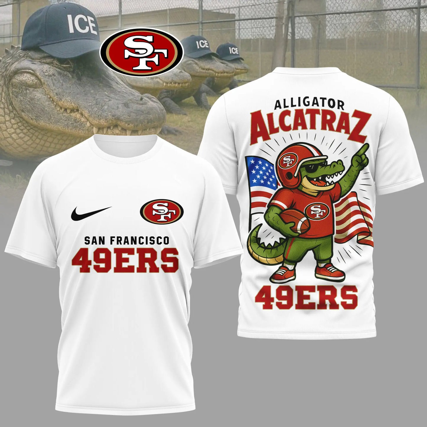 San Francisco 49ers | Premium NFL x Alligator Alcatraz 3D Shirt HI – HuddleStyle.com - Main