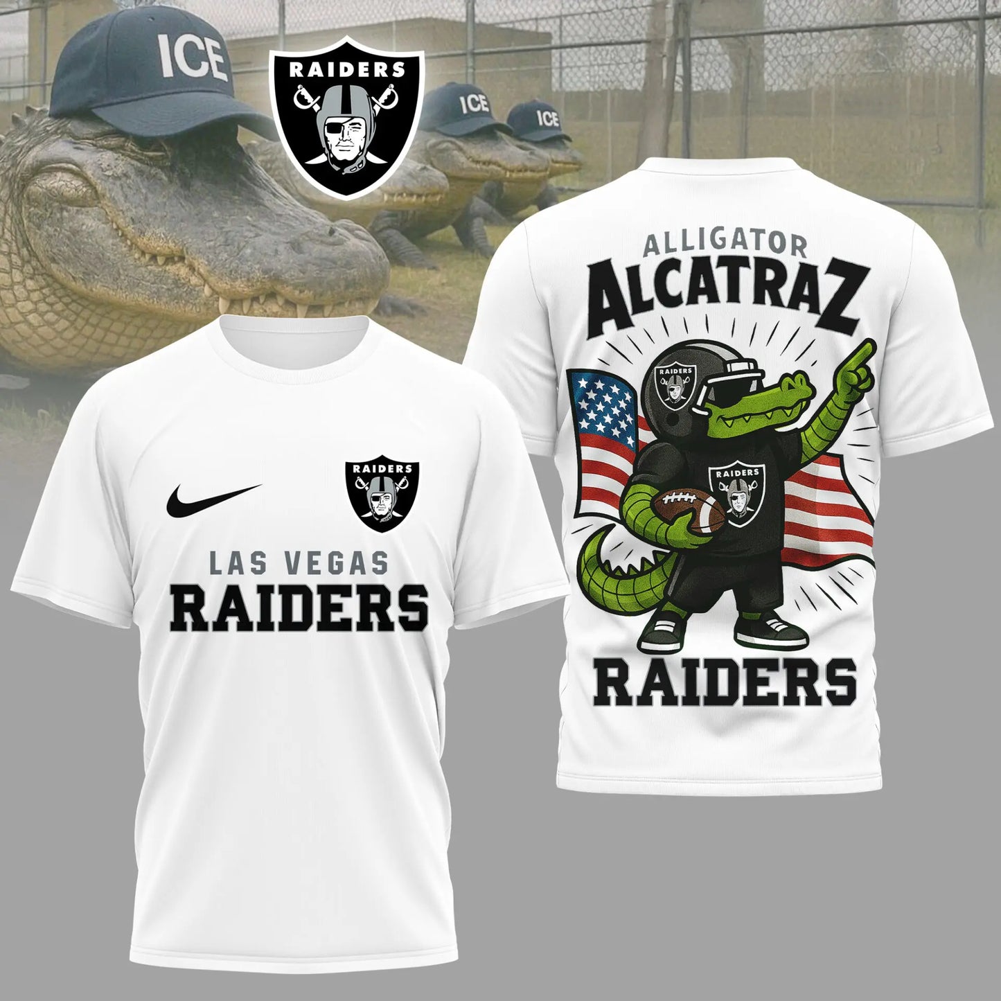 Las Vegas Raiders | Premium NFL x Alligator Alcatraz 3D Shirt HI – HuddleStyle.com - Image 3