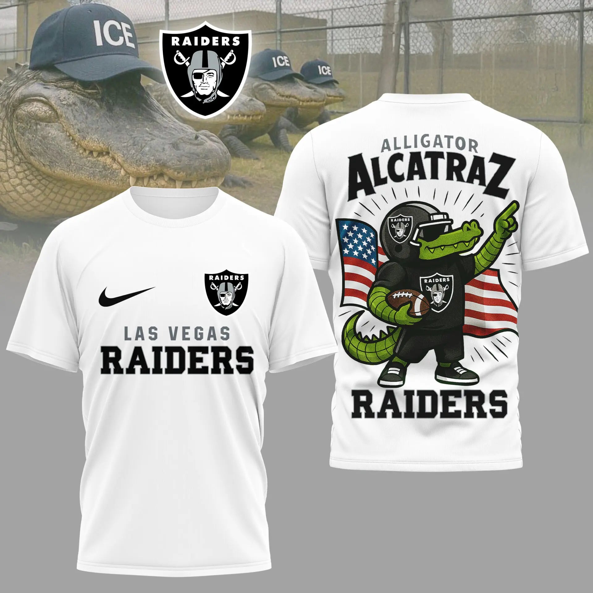 Las Vegas Raiders | Premium NFL x Alligator Alcatraz 3D Shirt HI – HuddleStyle.com - Image 3