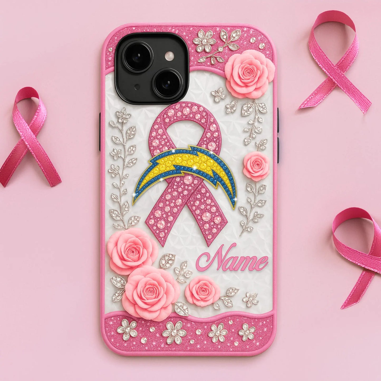 Los Angeles Chargers | Premium NFL Breast Cancer Phonecase HI – HuddleStyle.com - Main
