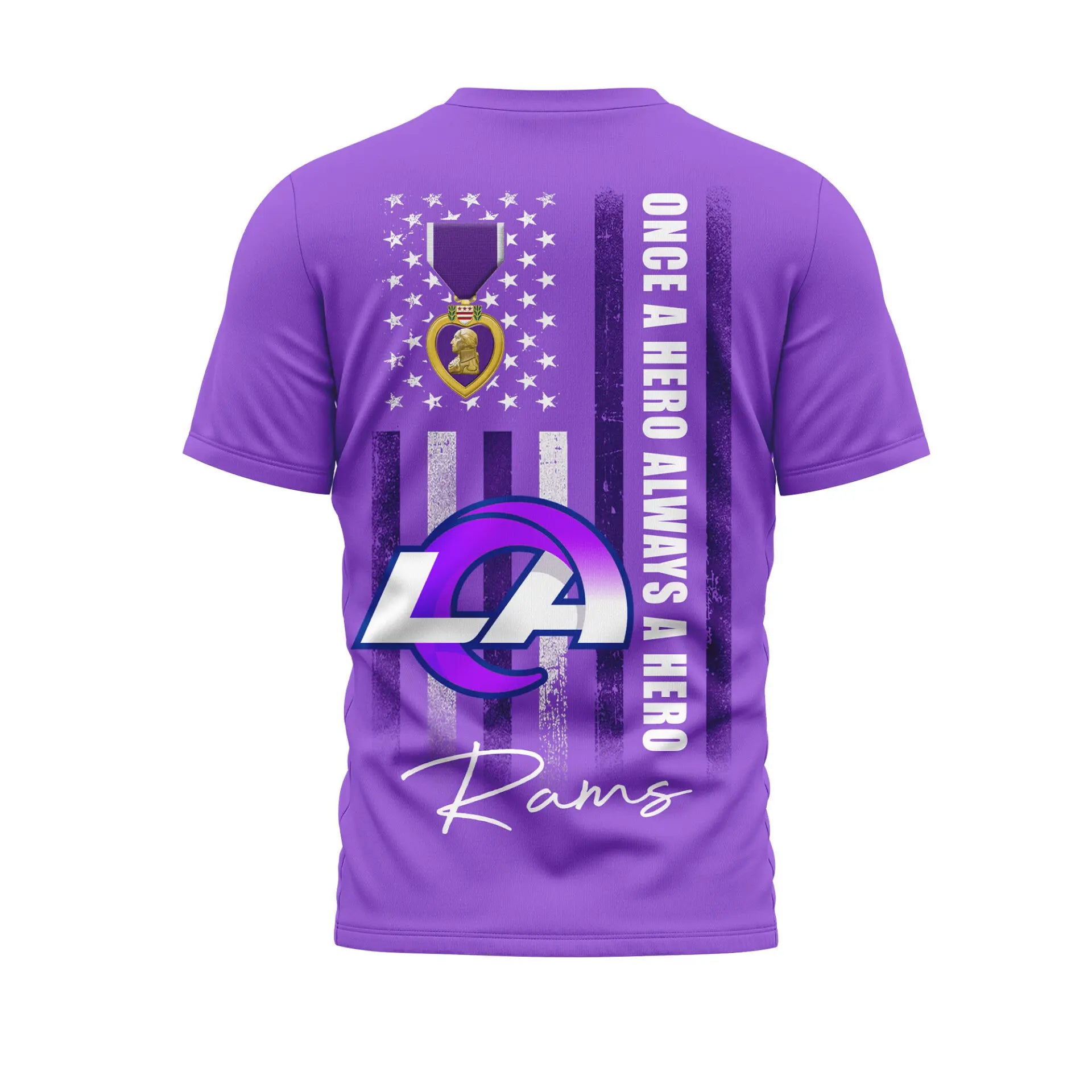 Los Angeles Rams | Premium NFL Premium National Purple Heart Day 3D Shirt HI – HuddleStyle.com - Main