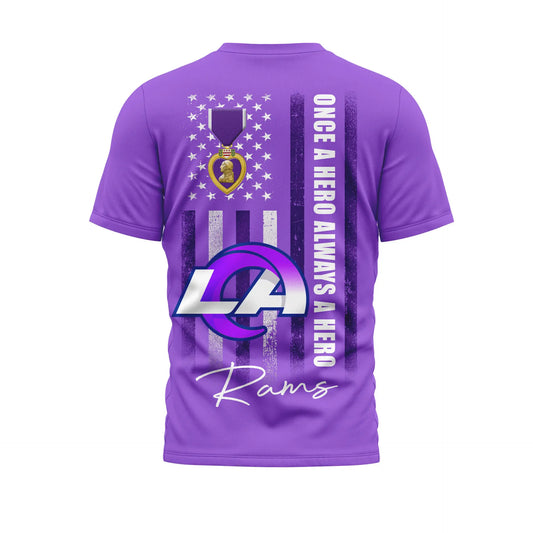 Los Angeles Rams | Premium NFL Premium National Purple Heart Day 3D Shirt HI – HuddleStyle.com - Main