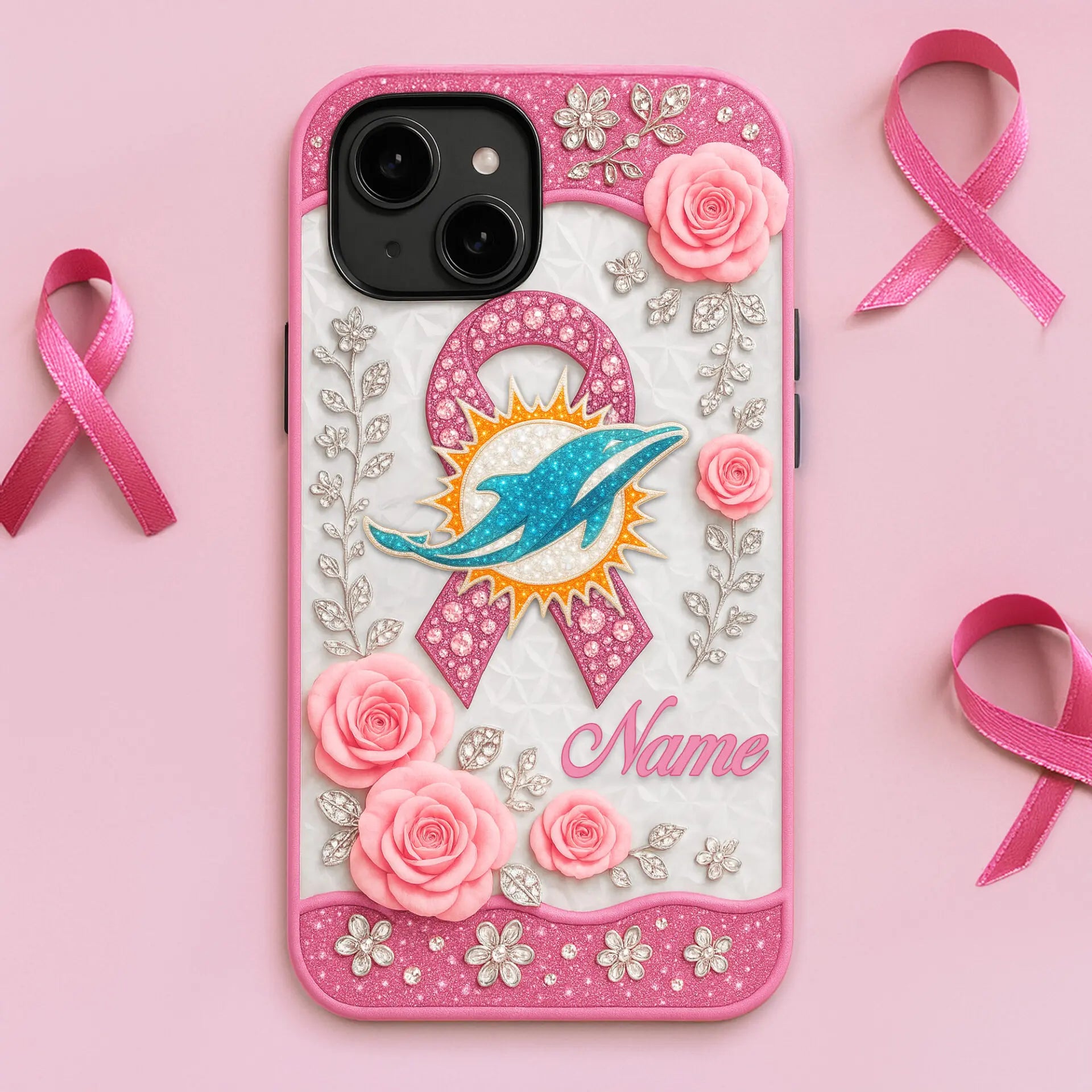 Miami Dolphins | Premium NFL Breast Cancer Phonecase HI – HuddleStyle.com - Main