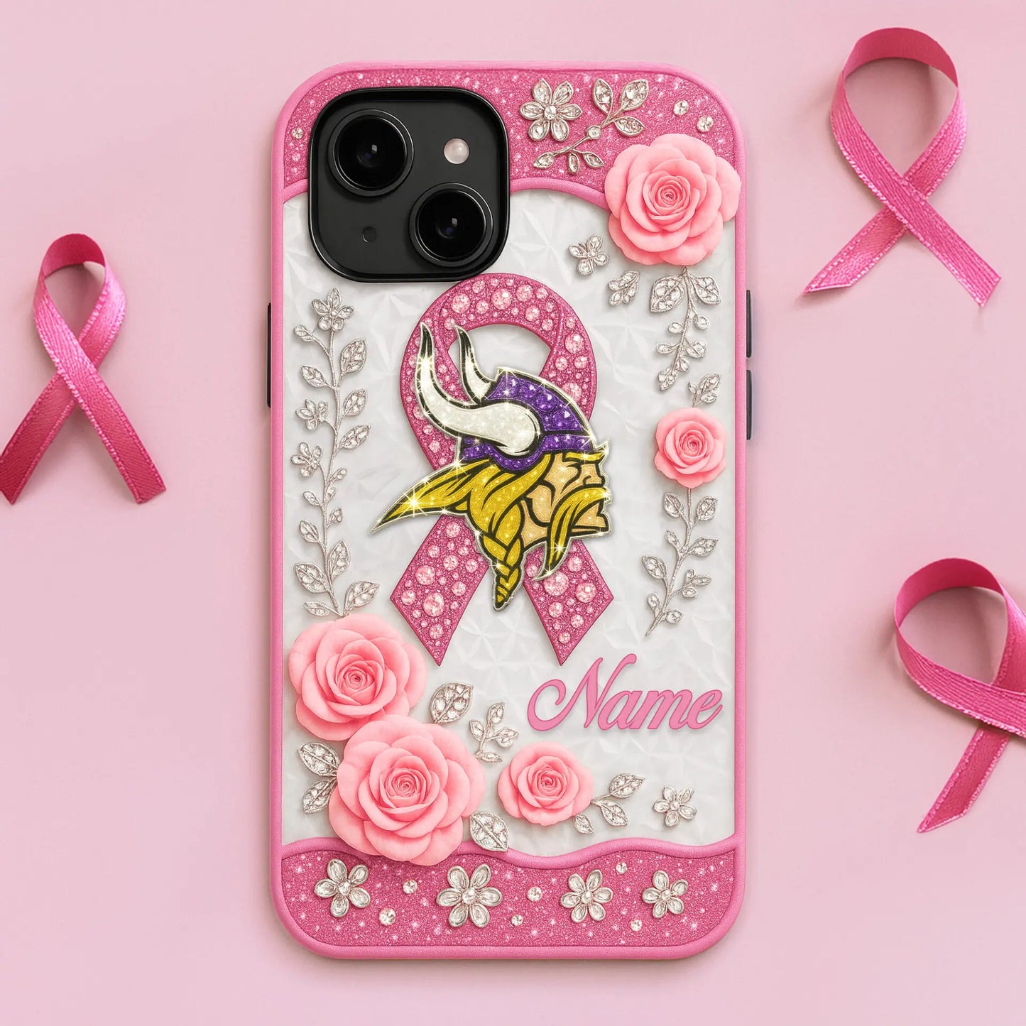 Minnesota Vikings  | Premium NFL Breast Cancer Phonecase HI – HuddleStyle.com - Main