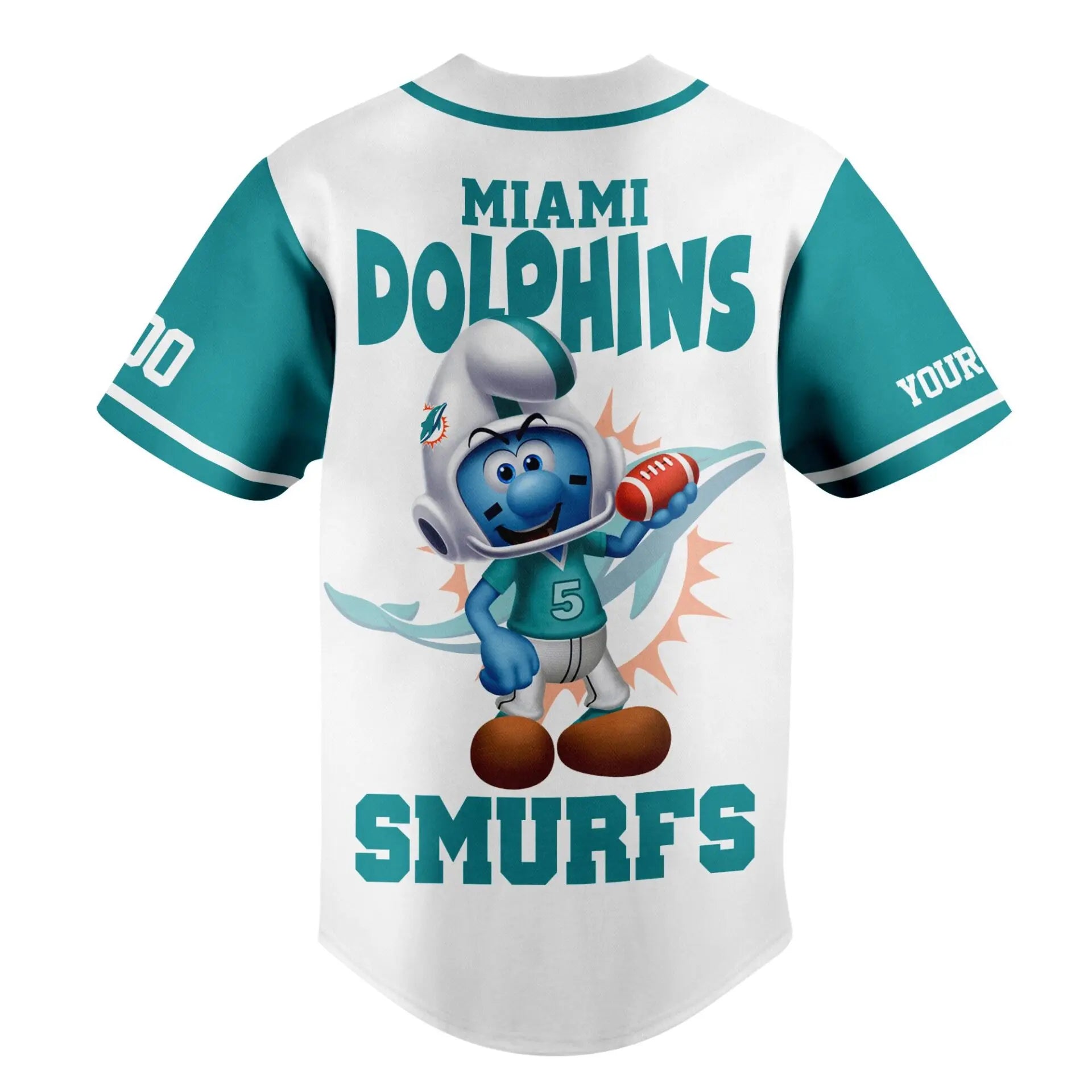 Miami Dolphins | Premium NFL x Smurfs Jersey NY – HuddleStyle.com - Main