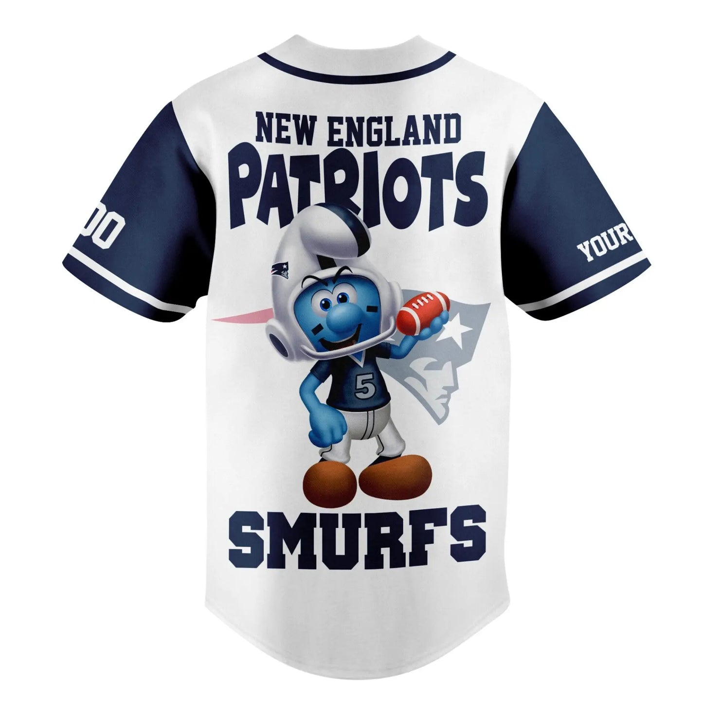 New England Patriots | Premium NFL x Smurfs Jersey NY – HuddleStyle.com - Image 2