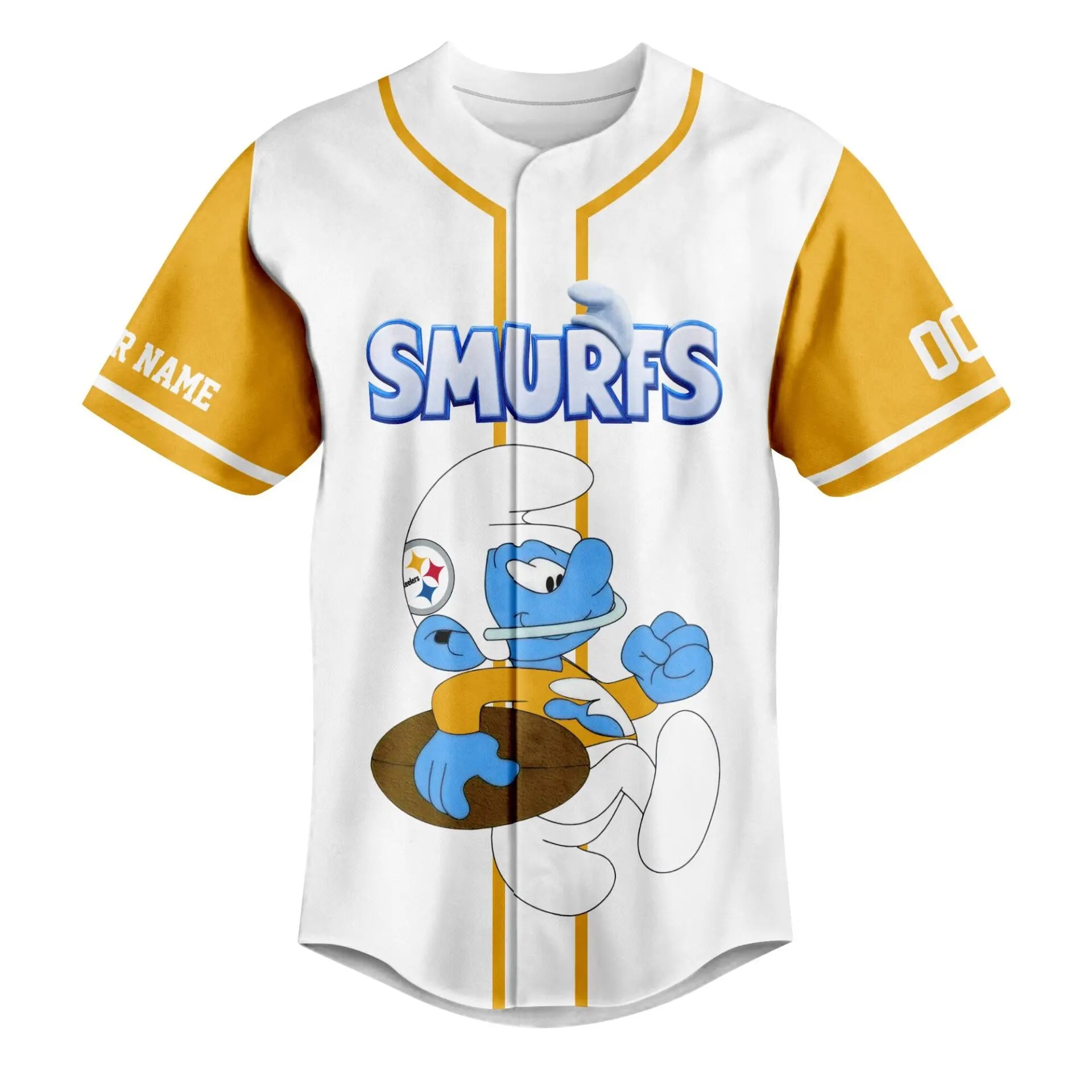 Pittsburgh Steelers | Premium NFL x Smurfs Jersey NY – HuddleStyle.com - Image 2