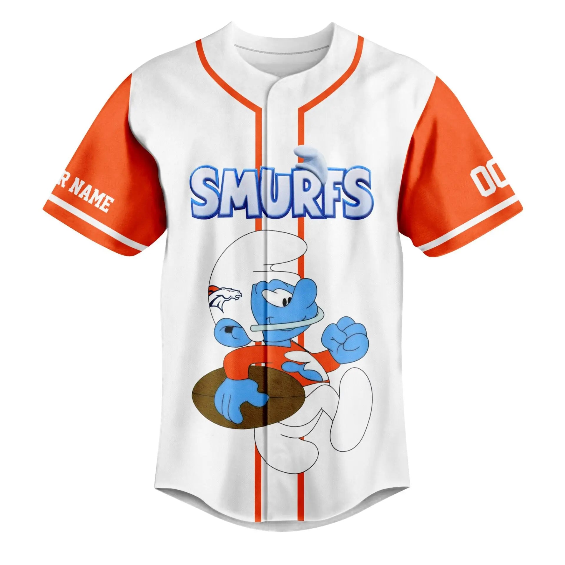 Denver Broncos | Premium NFL x Smurfs Jersey NY – HuddleStyle.com - Image 3