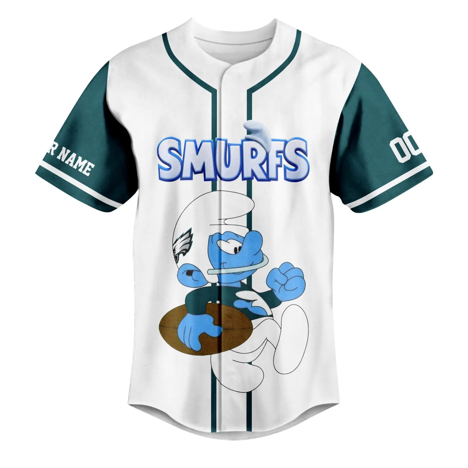 Philadelphia Eagles | Premium NFL x Smurfs Jersey NY – HuddleStyle.com - Image 3