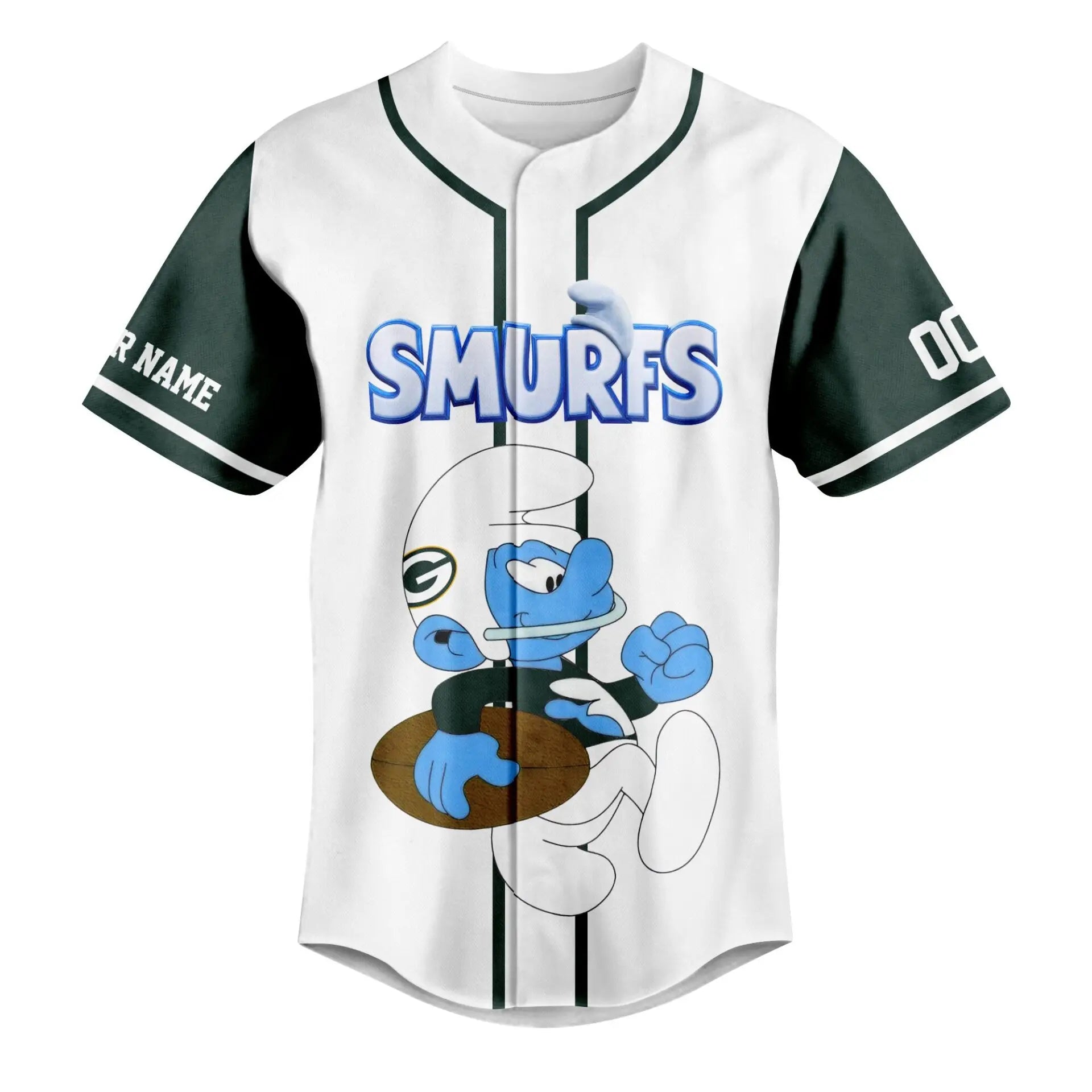 Green Bay Packers | Premium NFL x Smurfs Jersey NY – HuddleStyle.com - Image 2