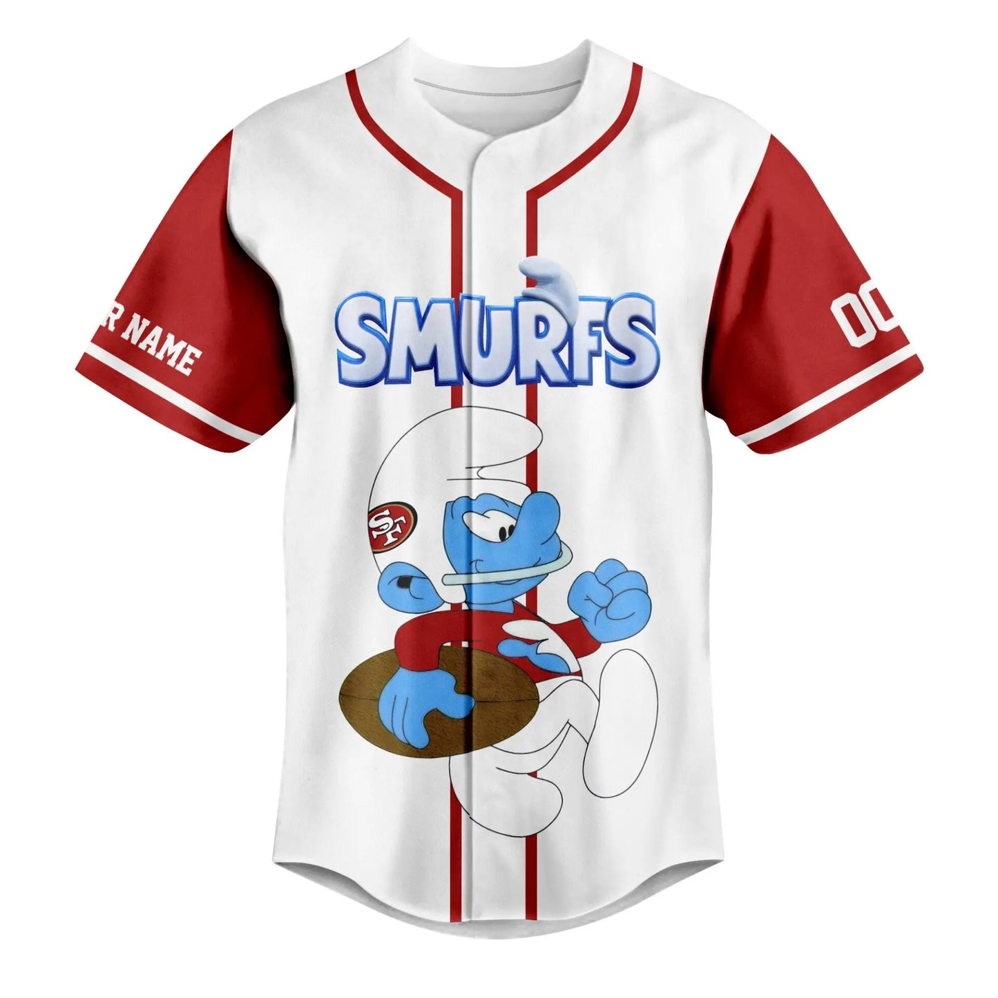 San Francisco 49ers | Premium NFL x Smurfs Jersey NY – HuddleStyle.com - Image 3