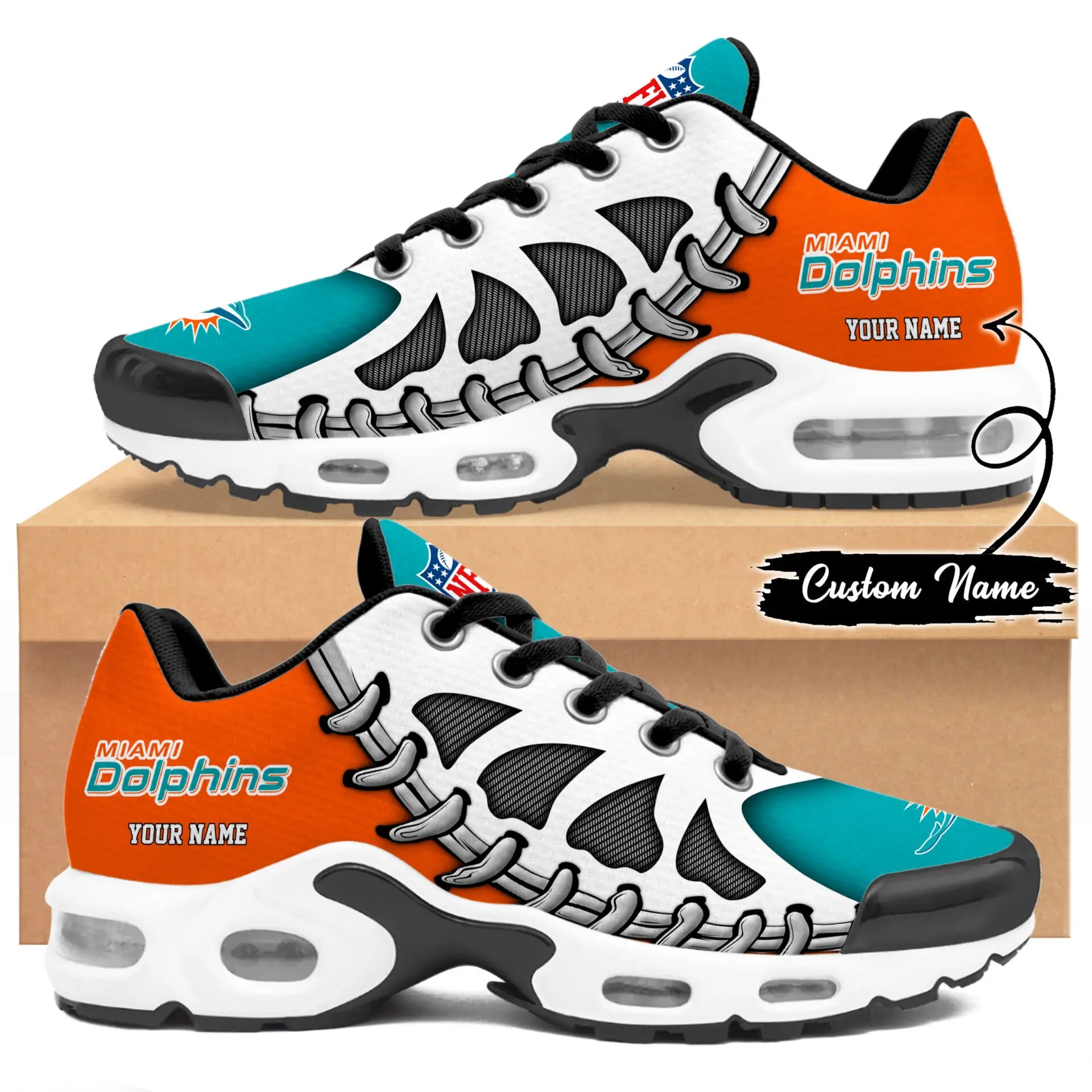 Miami Dolphins | Premium NFL Custom Air Max Shoes for Fans NY – HuddleStyle.com - Image 4