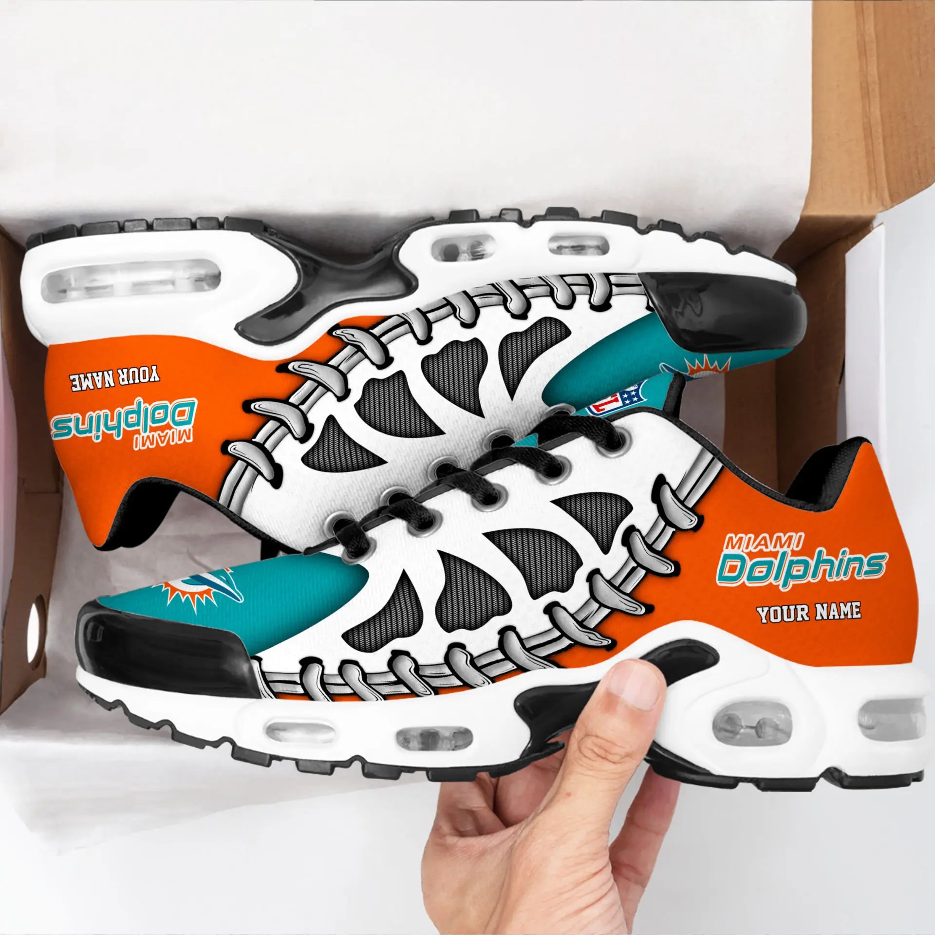 Miami Dolphins | Premium NFL Custom Air Max Shoes for Fans NY – HuddleStyle.com - Image 2