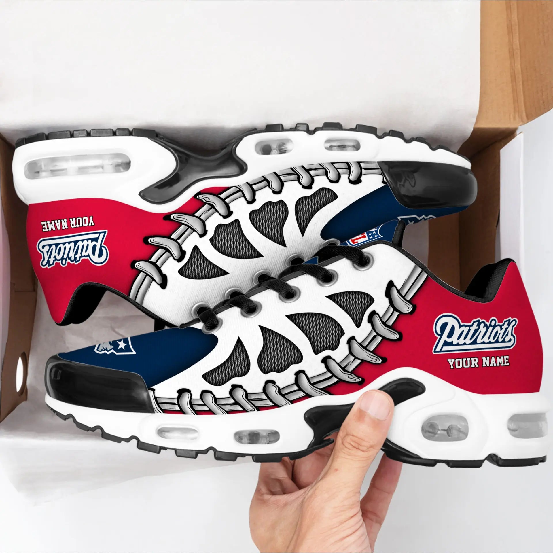 New England Patriots | Premium NFL Custom Air Max Shoes for Fans NY – HuddleStyle.com - Image 2