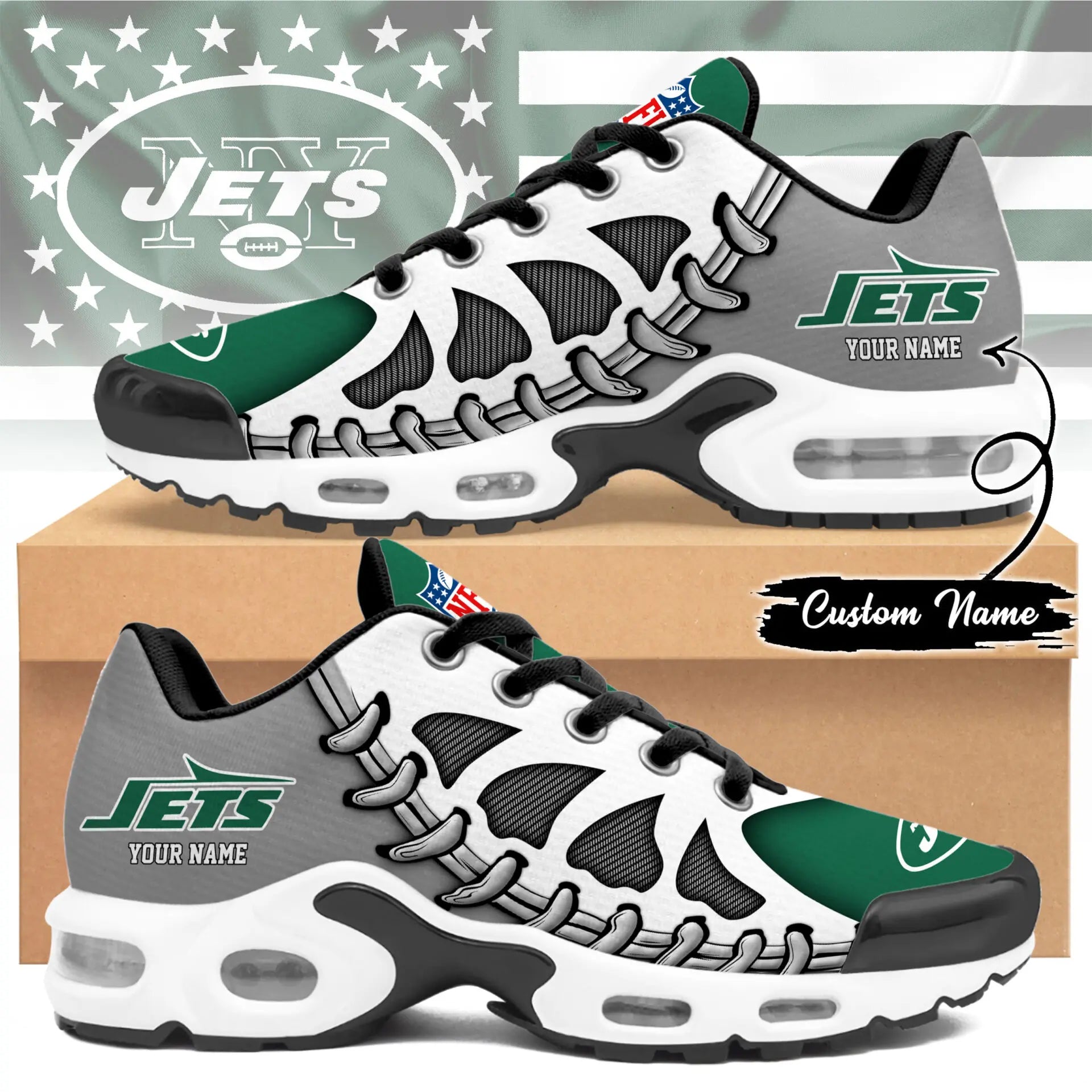 New York Jets | Premium NFL Custom Air Max Shoes for Fans NY – HuddleStyle.com - Main
