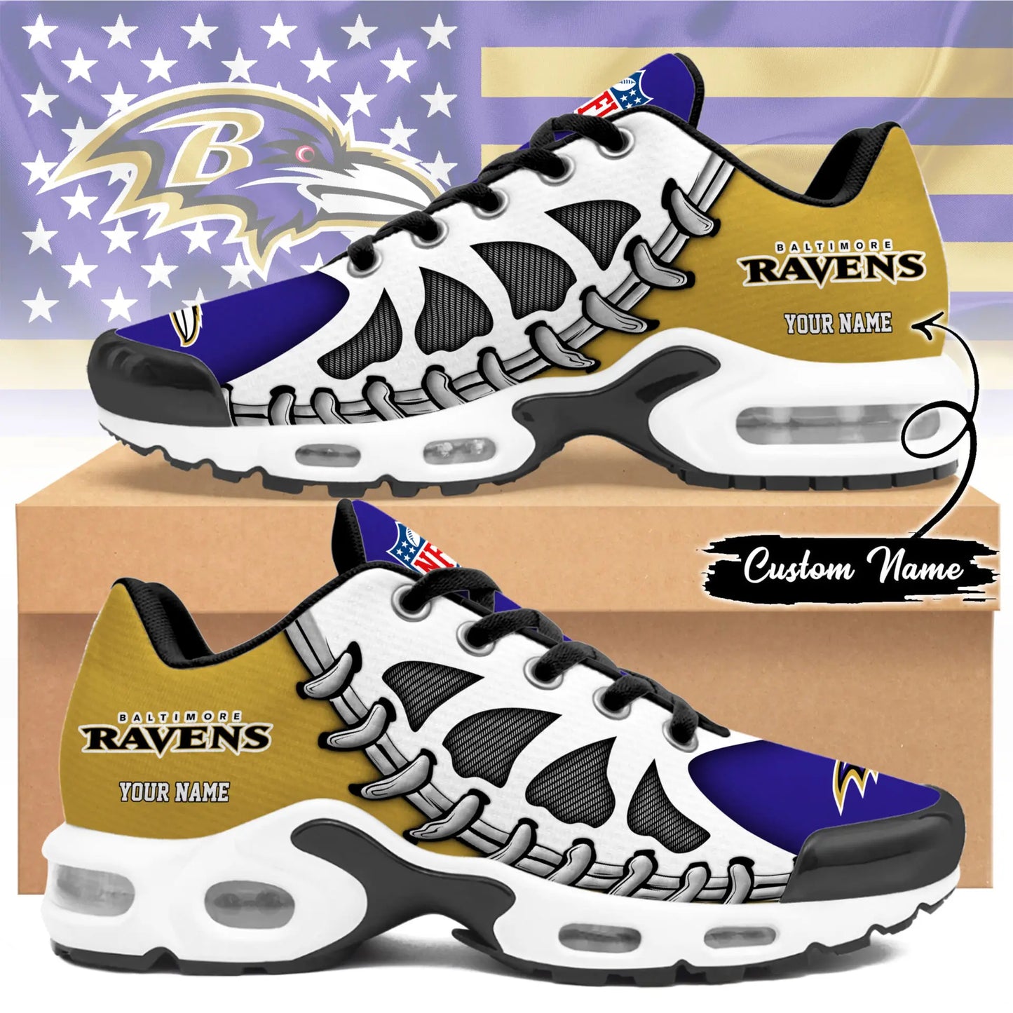 Baltimore Ravens | Premium NFL Custom Air Max Shoes for Fans NY – HuddleStyle.com - Main