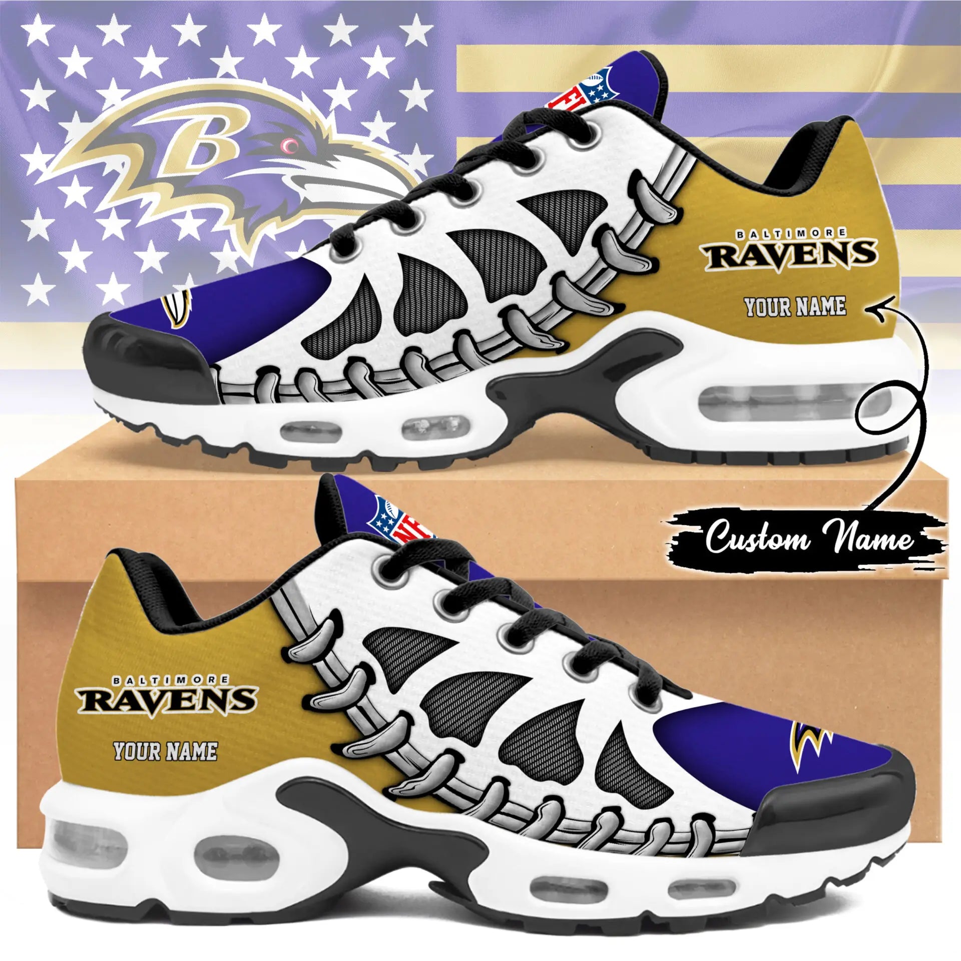 Baltimore Ravens | Premium NFL Custom Air Max Shoes for Fans NY – HuddleStyle.com - Main