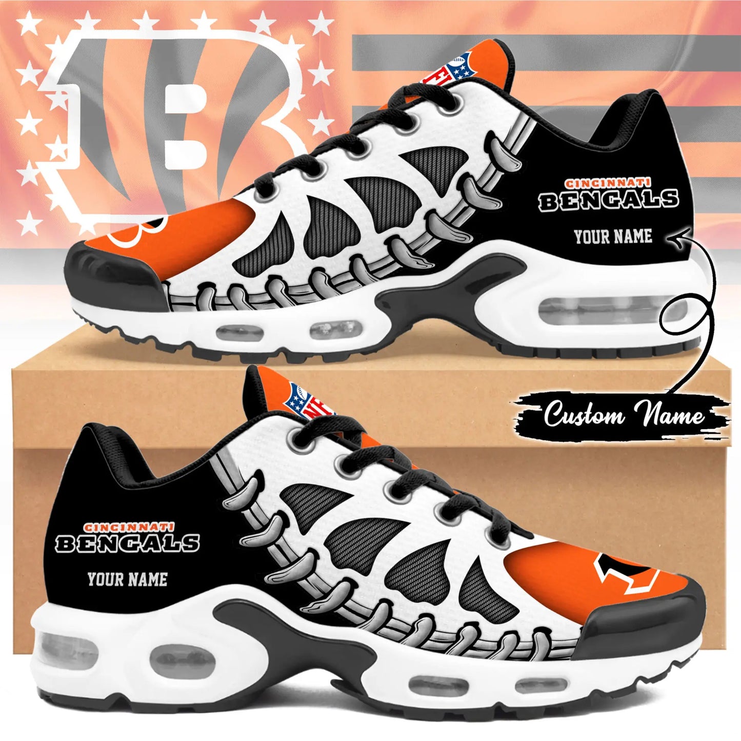 Cincinnati Bengals | Premium NFL Custom Air Max Shoes for Fans NY – HuddleStyle.com - Main