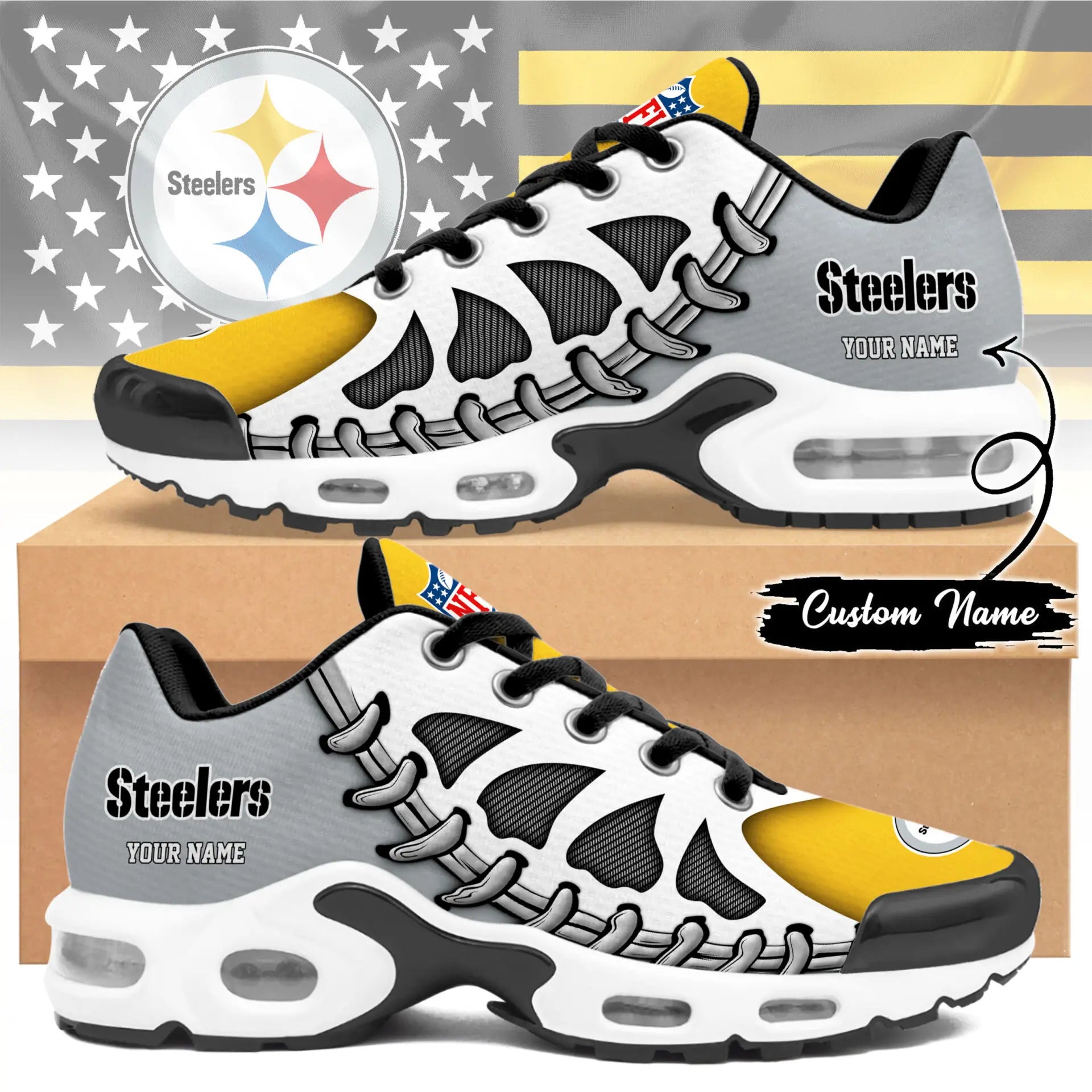 Pittsburgh Steelers | Premium NFL Custom Air Max Shoes for Fans NY – HuddleStyle.com - Main