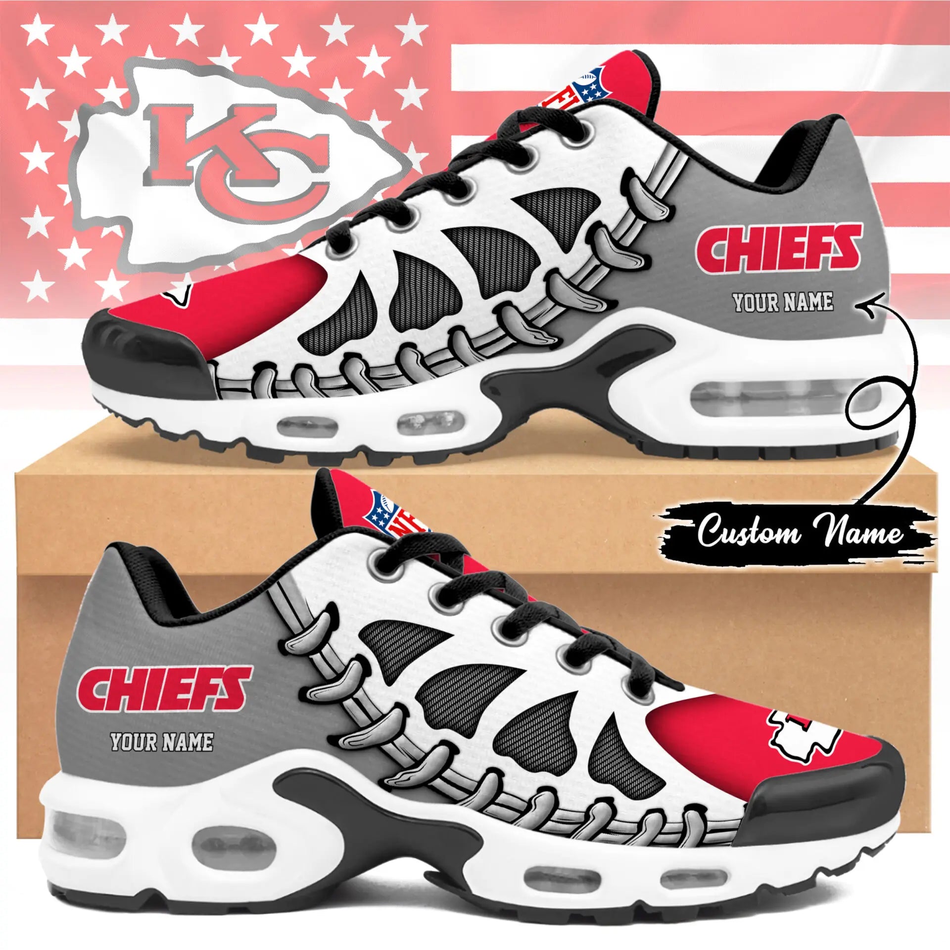 Kansas City Chiefs | Premium NFL Custom Air Max Shoes for Fans NY – HuddleStyle.com - Main